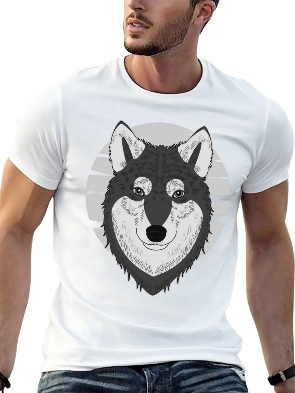 Wolf Motif Predator Pet Face Wolfs Raptor Imprint Unisex Casual T-Shirt – Clean Design For Daily Comfort
