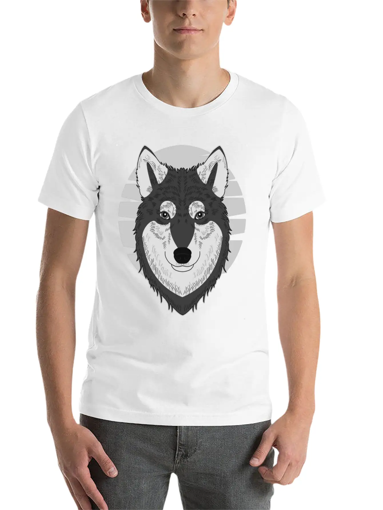 Wolf Motif Predator Pet Face Wolfs Raptor Imprint Unisex Casual T-Shirt – Clean Design For Daily Comfort