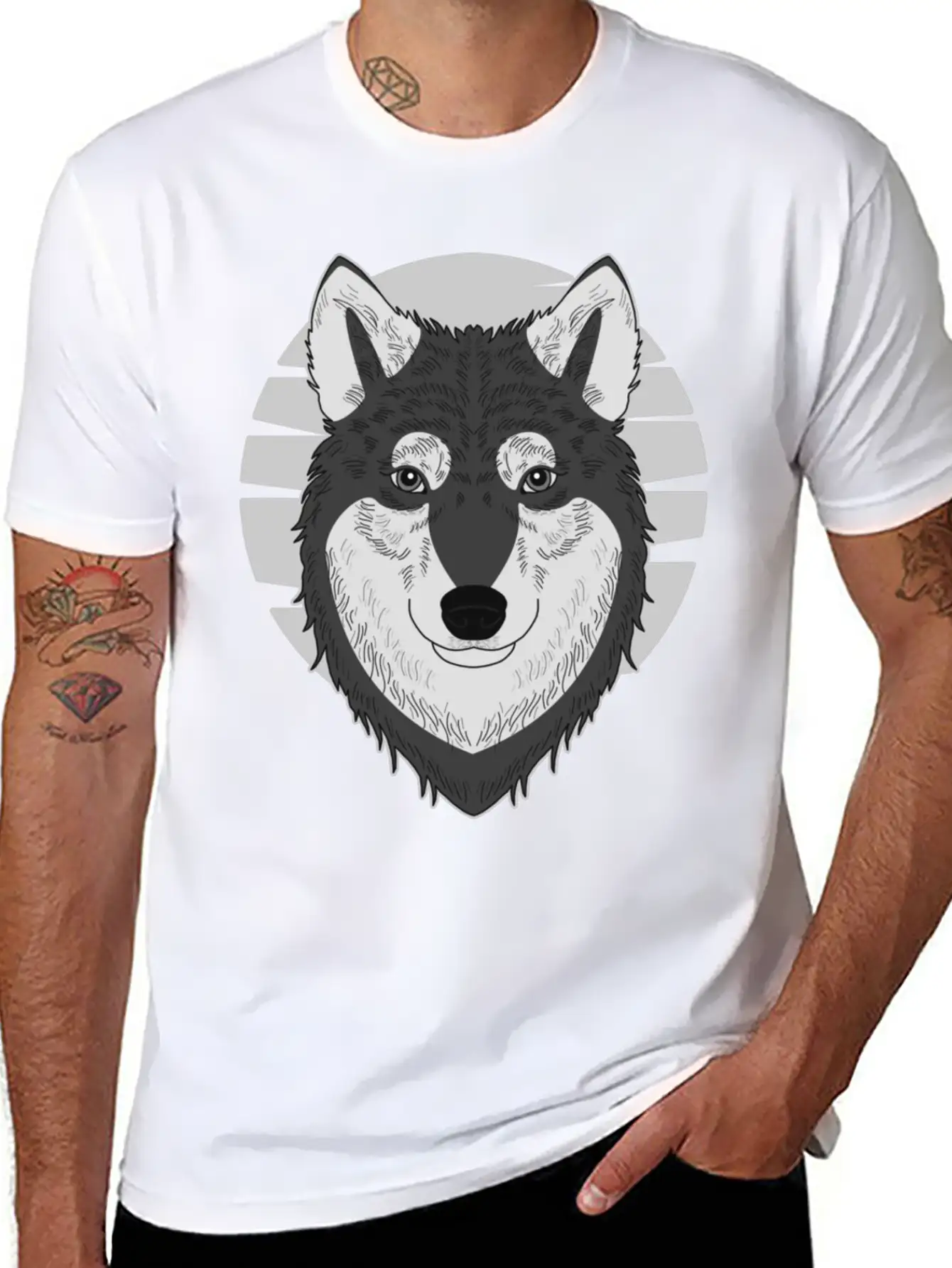 Wolf Motif Predator Pet Face Wolfs Raptor Imprint Unisex Casual T-Shirt – Clean Design For Daily Comfort