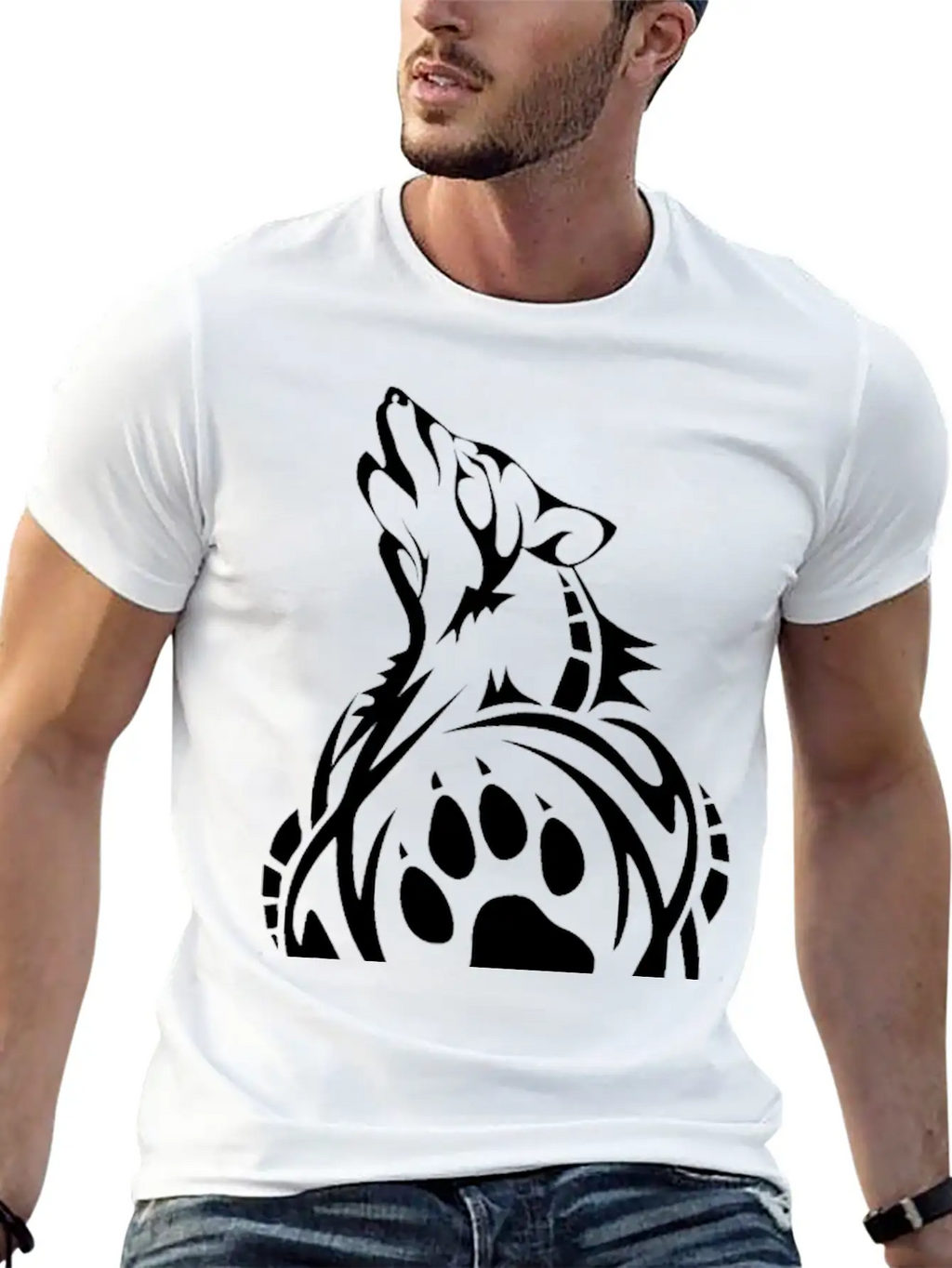 Wolf Native American Tribal Tattoo T-Shirt Breathable Soft Cotton T-Shirt – Timeless Casual Look