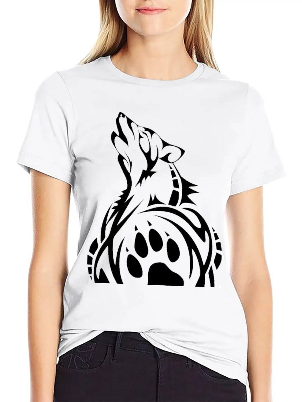 Wolf Native American Tribal Tattoo T-Shirt Breathable Soft Cotton T-Shirt – Timeless Casual Look