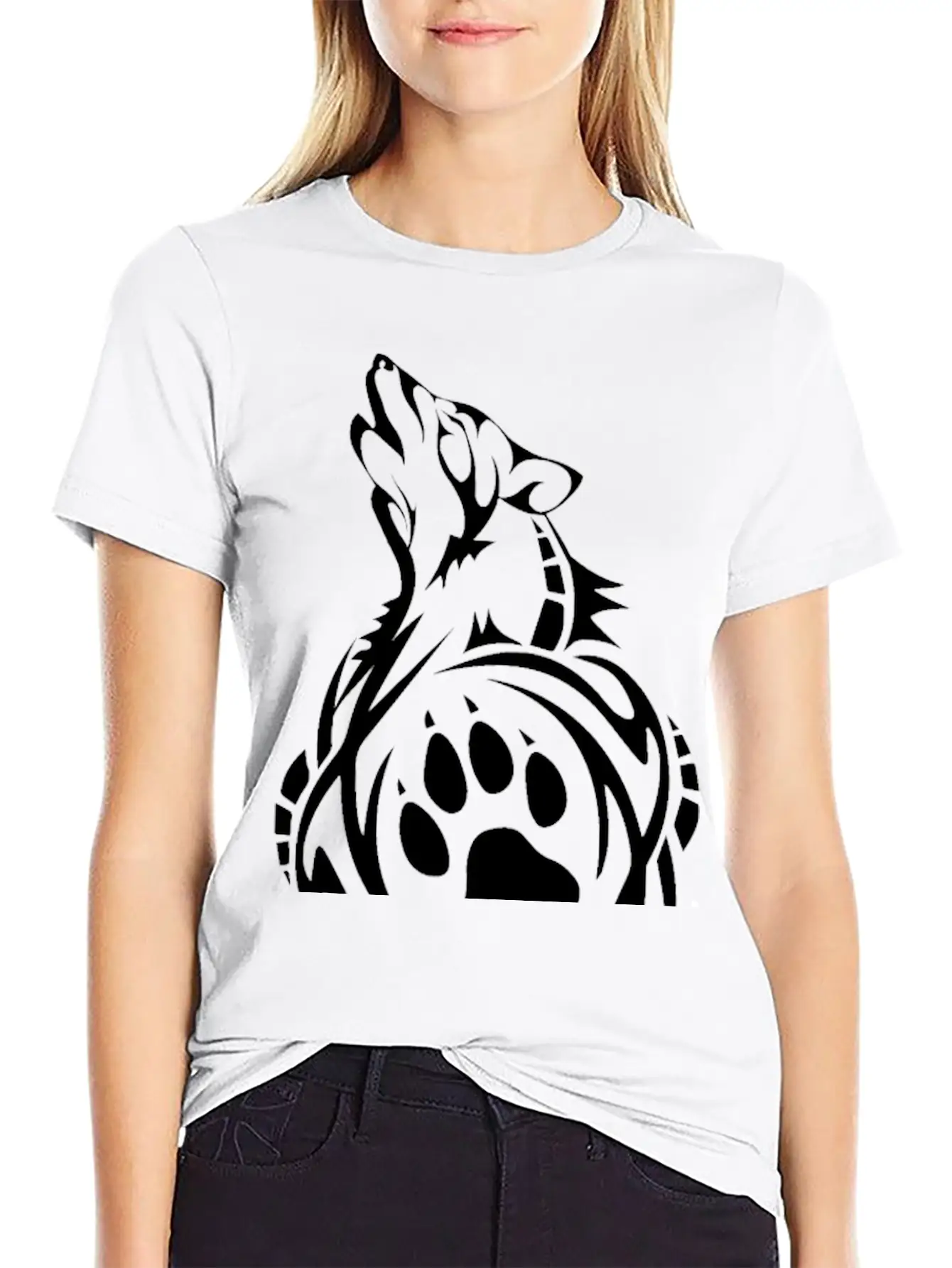 Wolf Native American Tribal Tattoo T-Shirt Breathable Soft Cotton T-Shirt – Timeless Casual Look