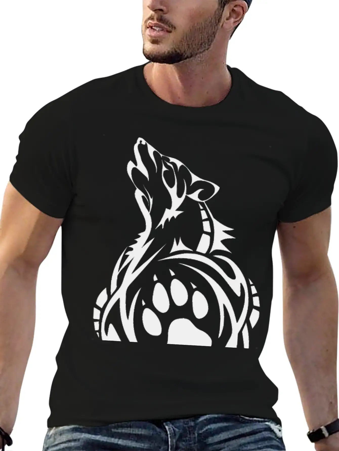 Wolf Native American Tribal Tattoo T-Shirt Breathable Soft Cotton T-Shirt – Timeless Casual Look