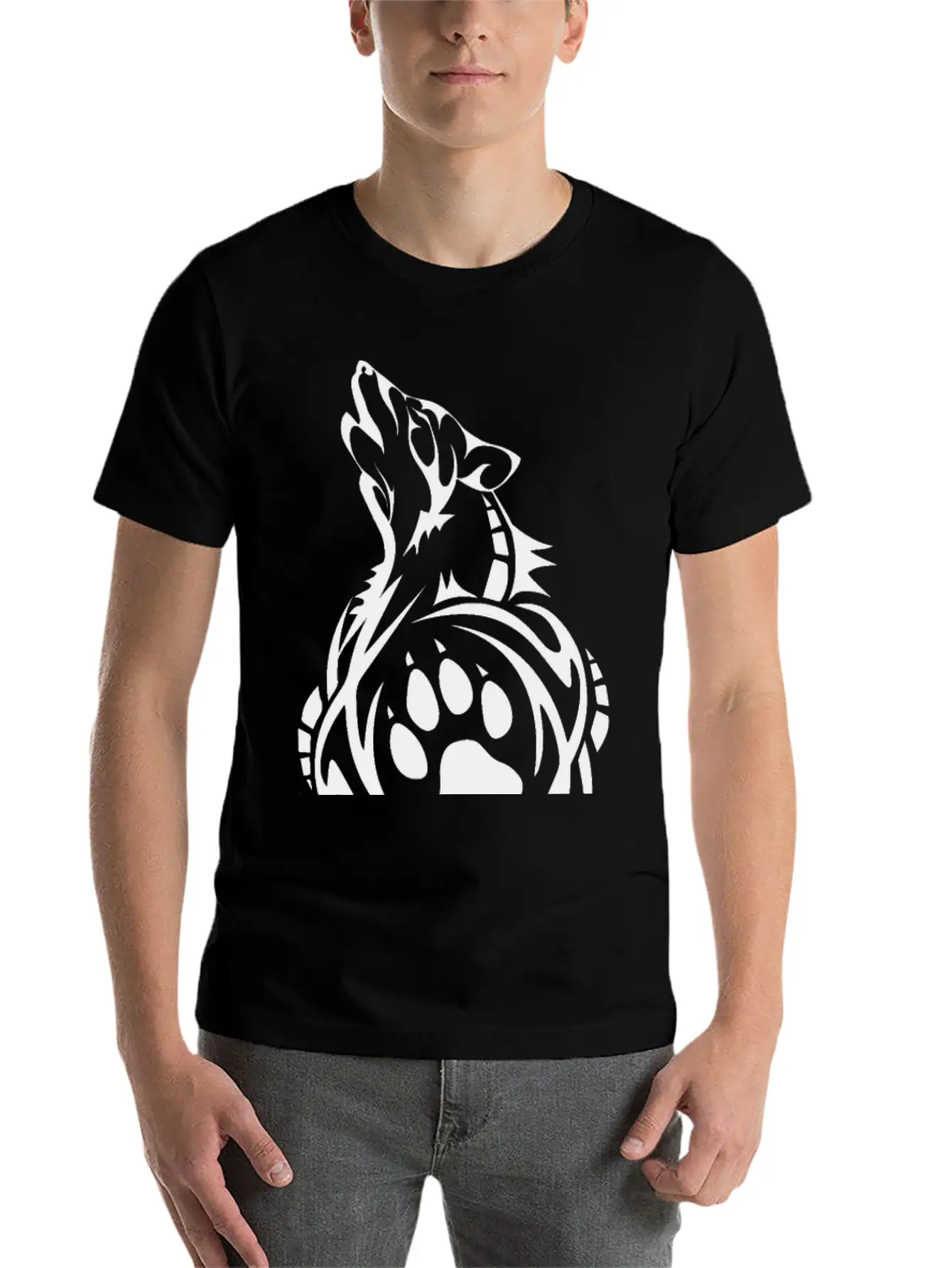 Wolf Native American Tribal Tattoo T-Shirt Breathable Soft Cotton T-Shirt – Timeless Casual Look