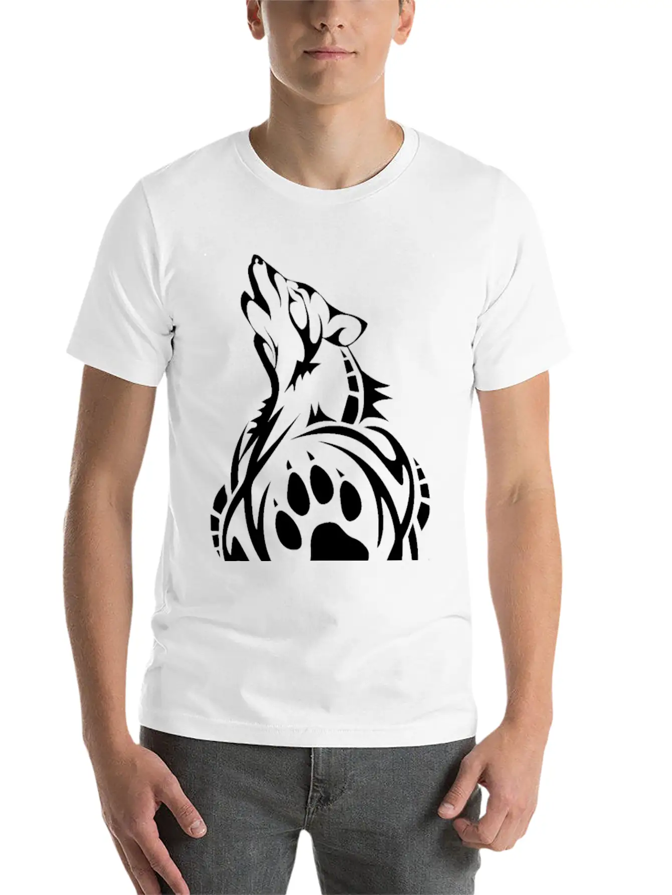 Wolf Native American Tribal Tattoo T-Shirt Breathable Soft Cotton T-Shirt – Timeless Casual Look