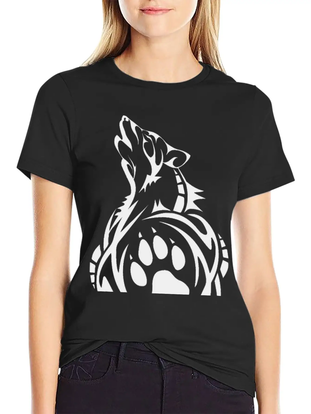 Wolf Native American Tribal Tattoo T-Shirt Breathable Soft Cotton T-Shirt – Timeless Casual Look