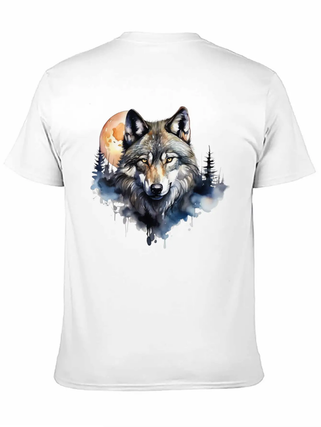 Wolf Portrait Under Full Moon Design Classic Fit Graphic Tee For Daily Comfort – Unisex Cotton Shirt