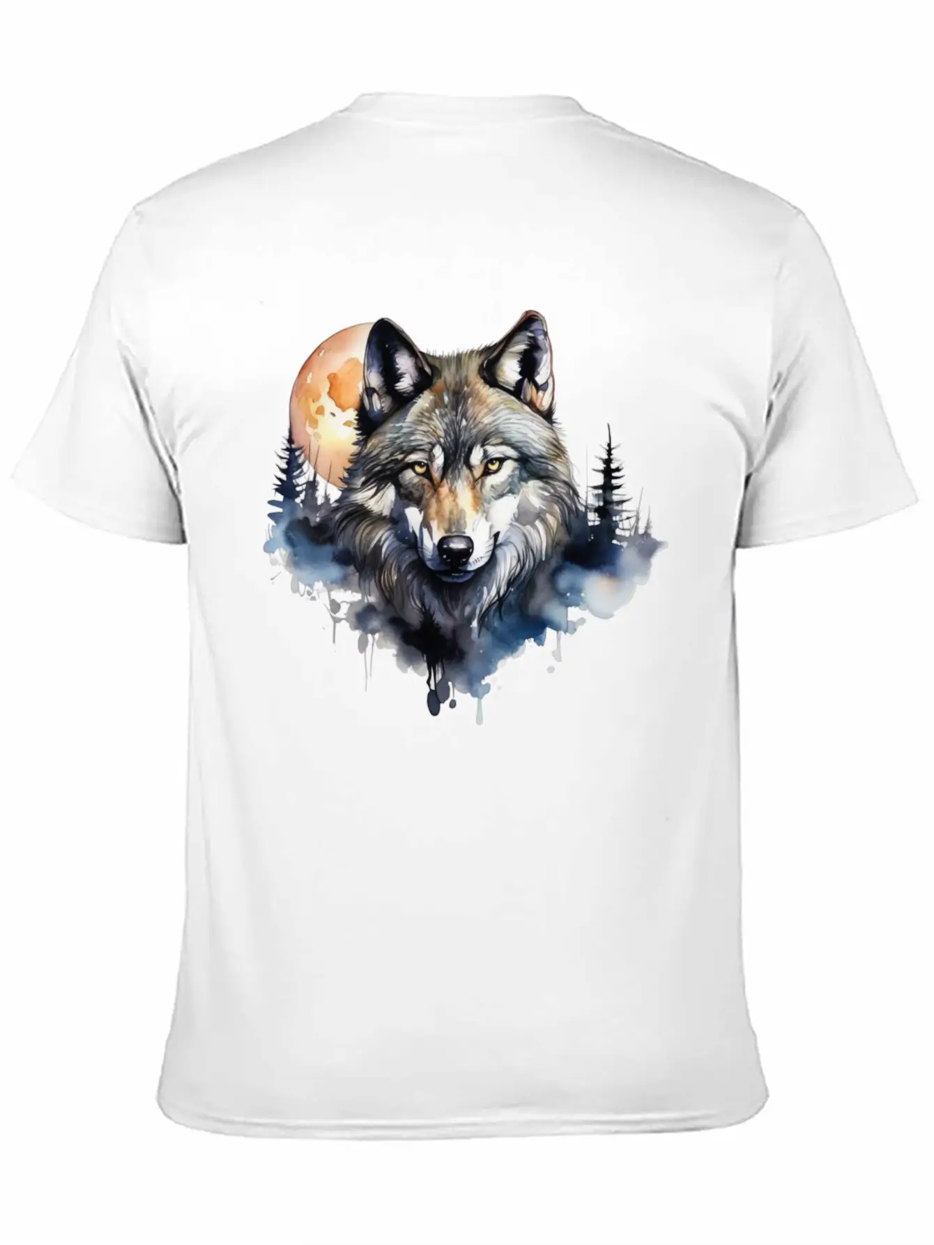 Wolf Portrait Under Full Moon Design Classic Fit Graphic Tee For Daily Comfort – Unisex Cotton Shirt