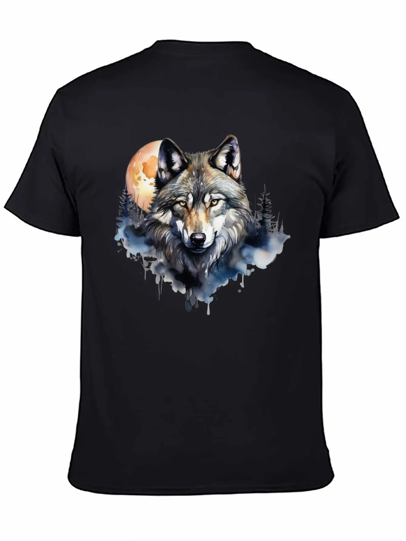 Wolf Portrait Under Full Moon Design Classic Fit Graphic Tee For Daily Comfort – Unisex Cotton Shirt