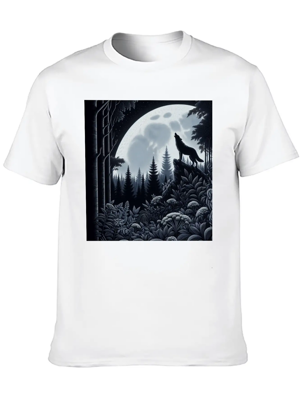 Wolf Silhouette Howling Stylish Everyday T-Shirt – Unisex Basic Cotton Tee