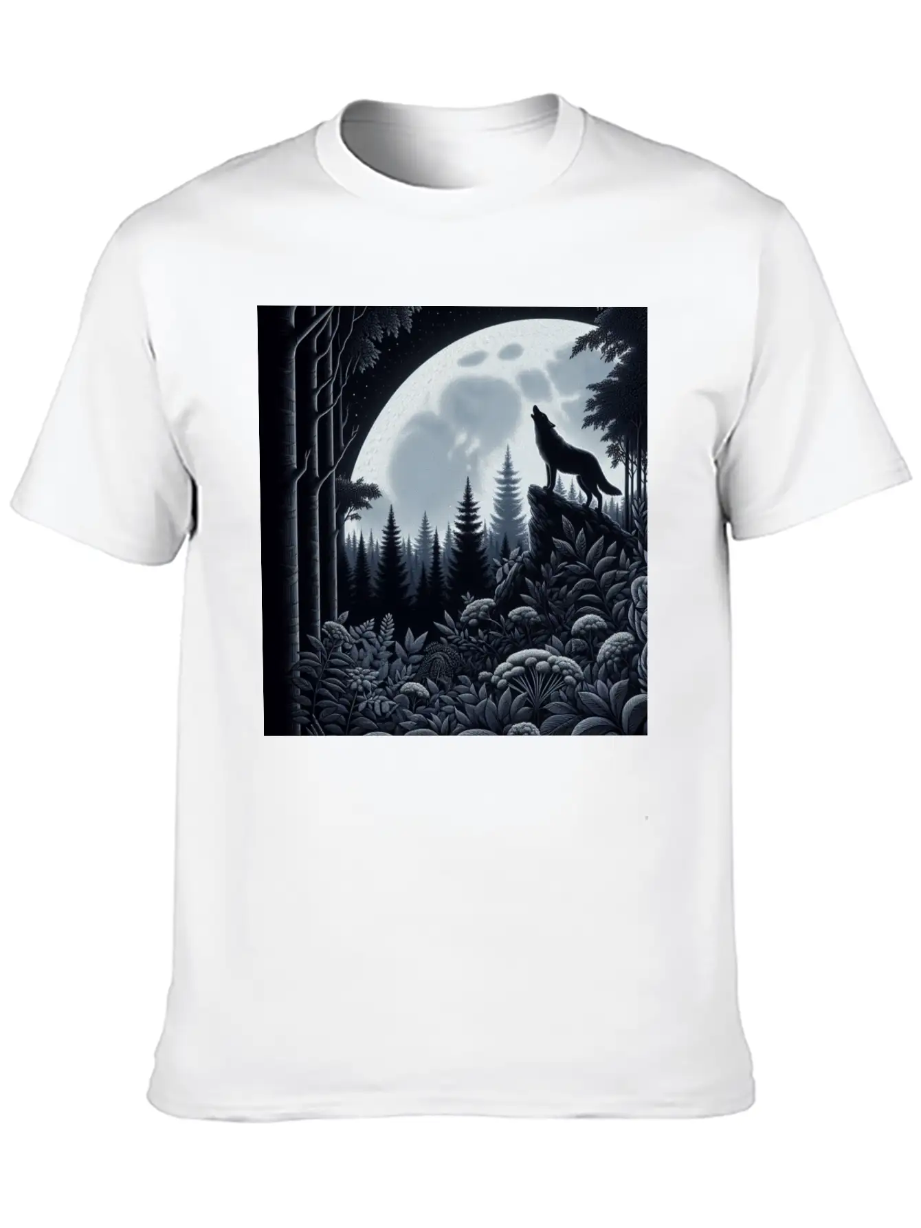 Wolf Silhouette Howling Stylish Everyday T-Shirt – Unisex Basic Cotton Tee