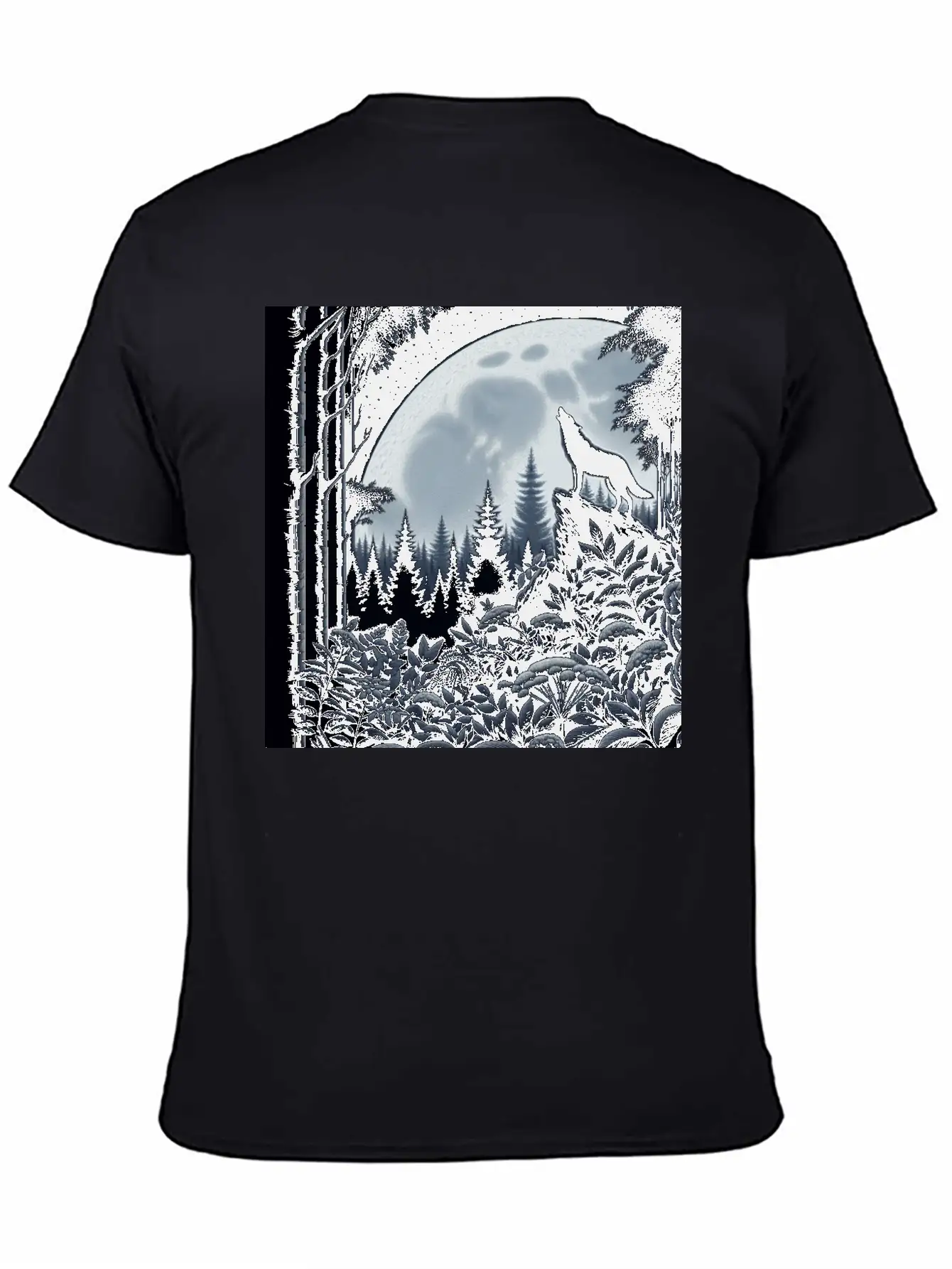 Wolf Silhouette Howling Stylish Everyday T-Shirt – Unisex Basic Cotton Tee