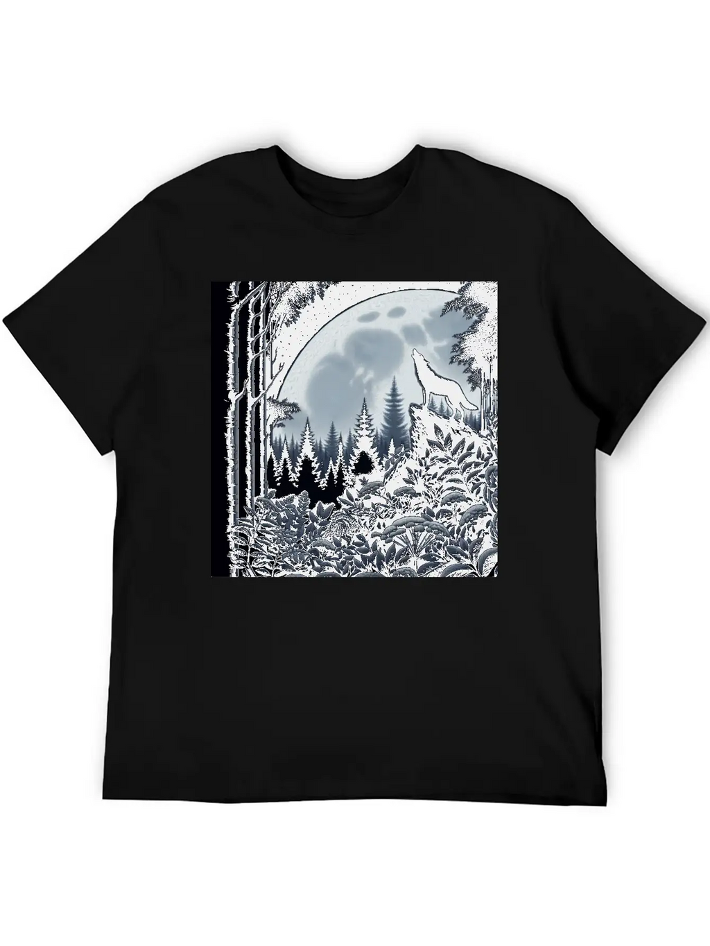 Wolf Silhouette Howling Stylish Everyday T-Shirt – Unisex Basic Cotton Tee
