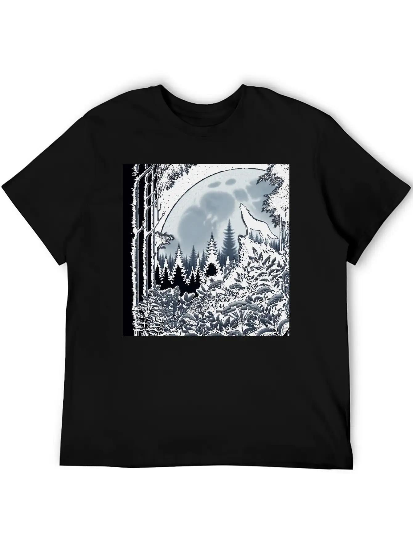 Wolf Silhouette Howling Stylish Everyday T-Shirt – Unisex Basic Cotton Tee