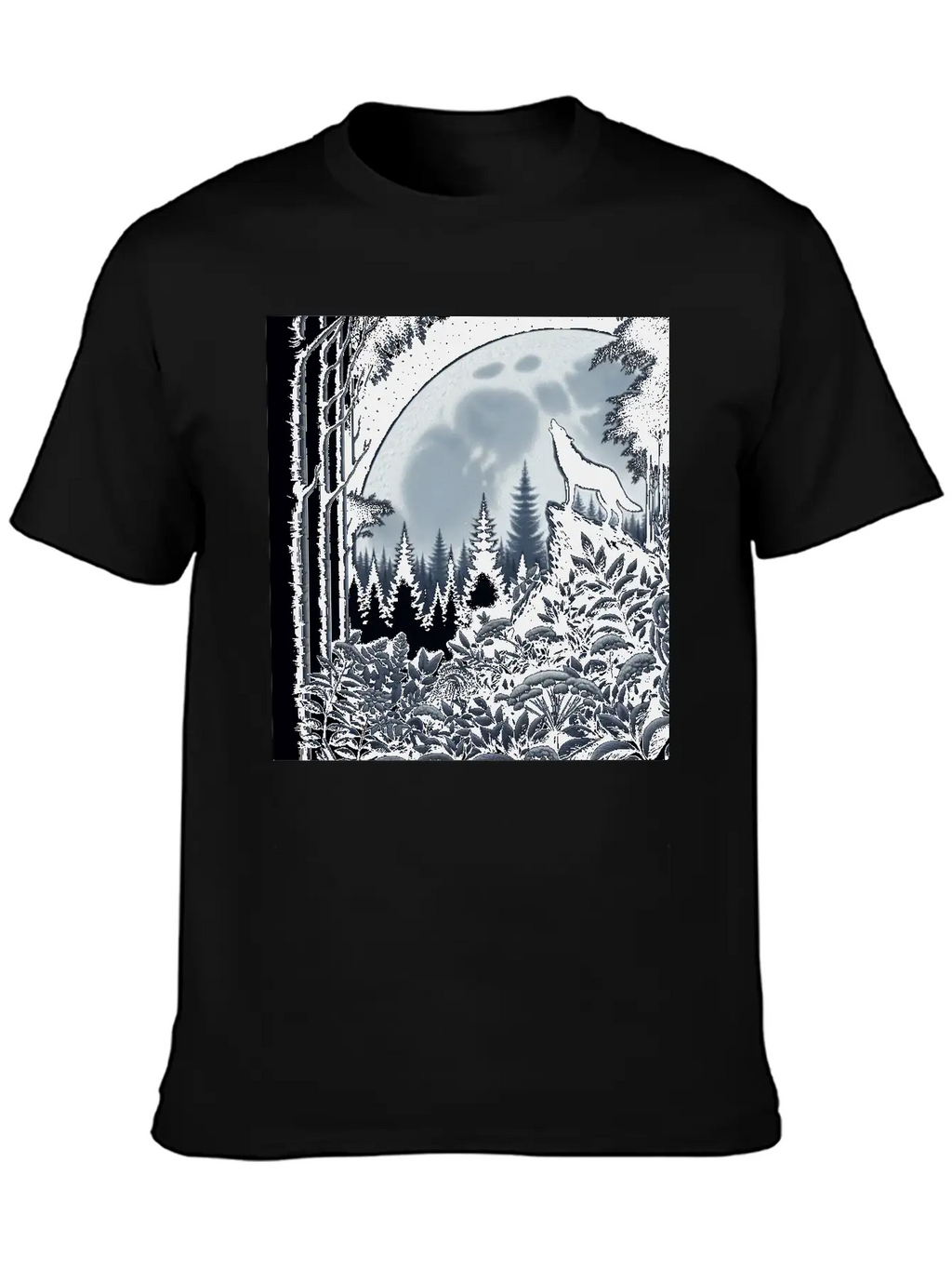 Wolf Silhouette Howling Stylish Everyday T-Shirt – Unisex Basic Cotton Tee