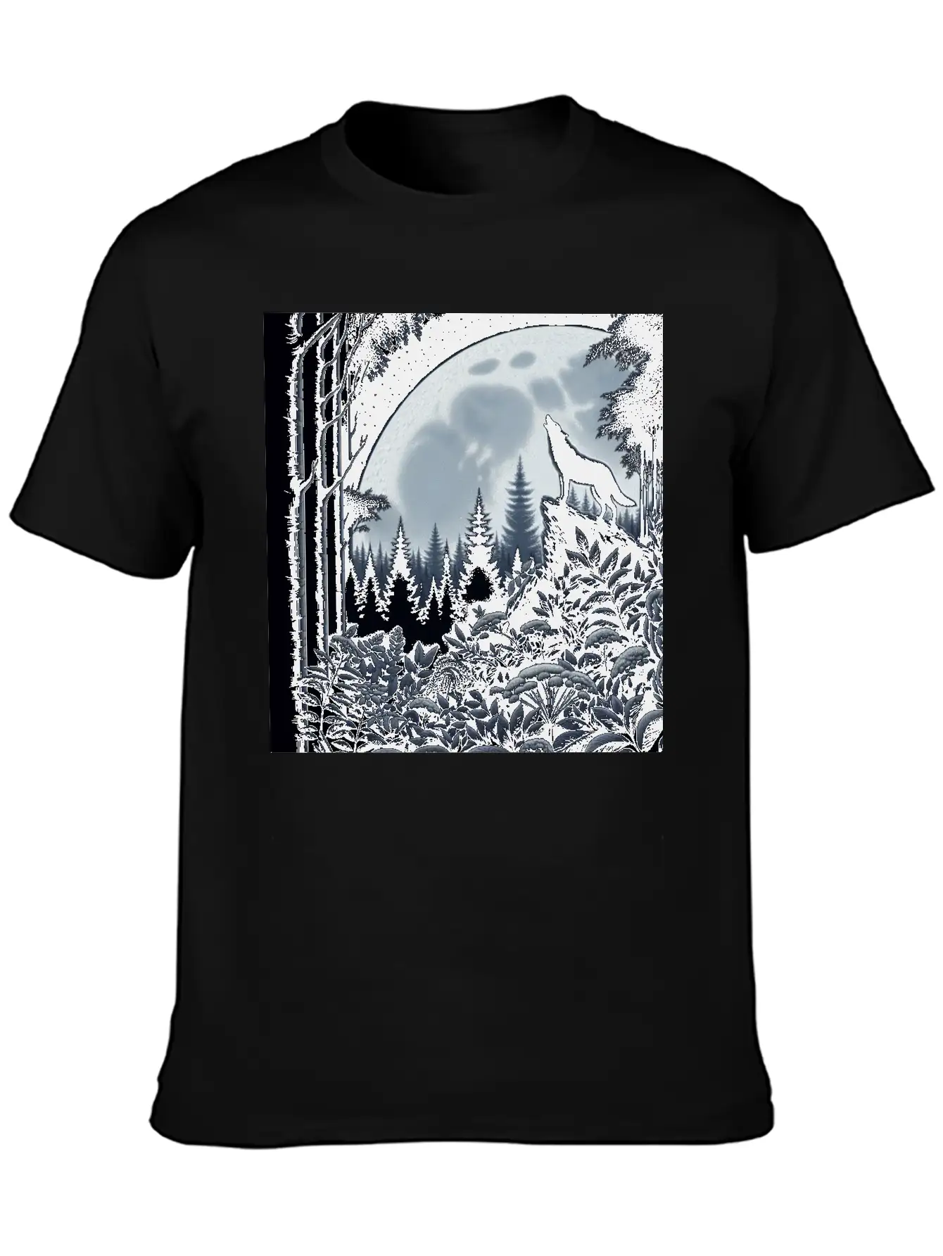 Wolf Silhouette Howling Stylish Everyday T-Shirt – Unisex Basic Cotton Tee