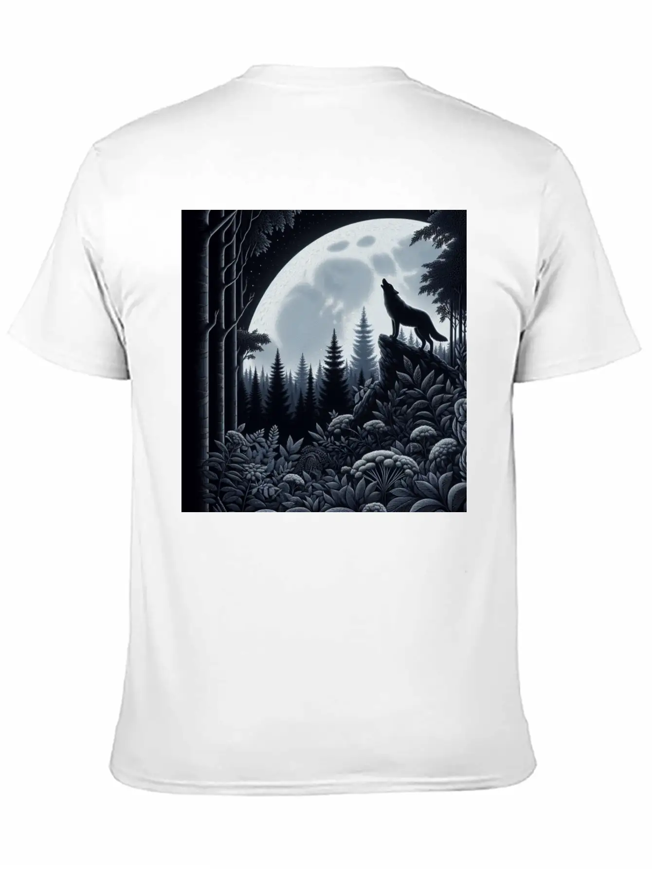 Wolf Silhouette Howling Stylish Everyday T-Shirt – Unisex Basic Cotton Tee