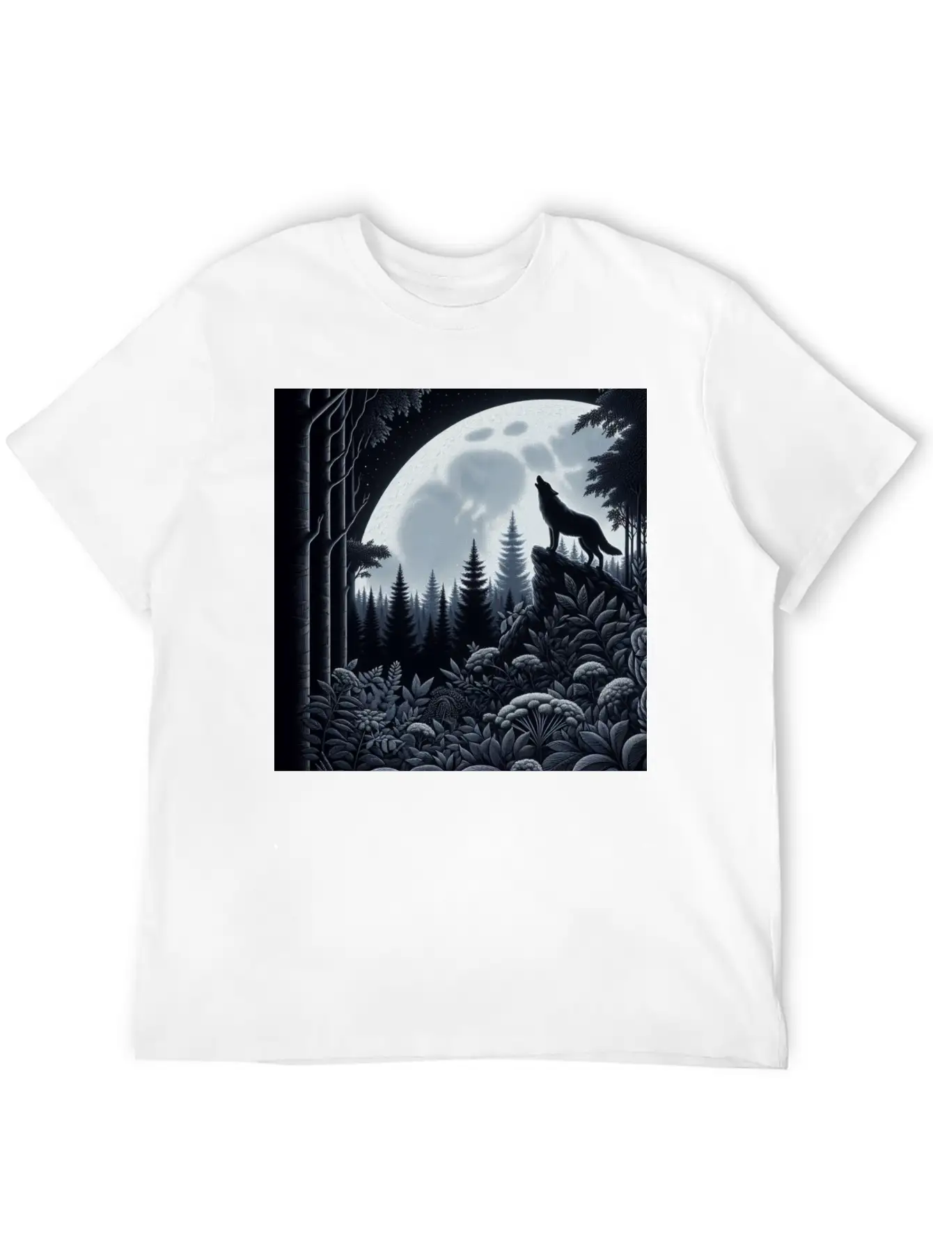 Wolf Silhouette Howling Stylish Everyday T-Shirt – Unisex Basic Cotton Tee