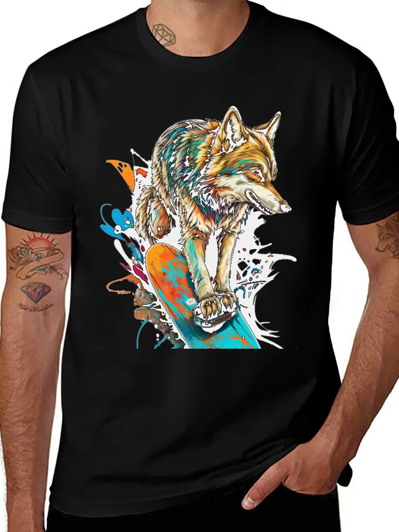 Wolf Skateboard Essential Cotton Tee For Daily Outfits – Unisex Style