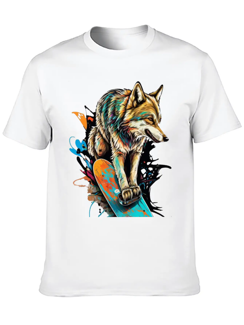 Wolf Skateboard Essential Cotton Tee For Daily Outfits – Unisex Style