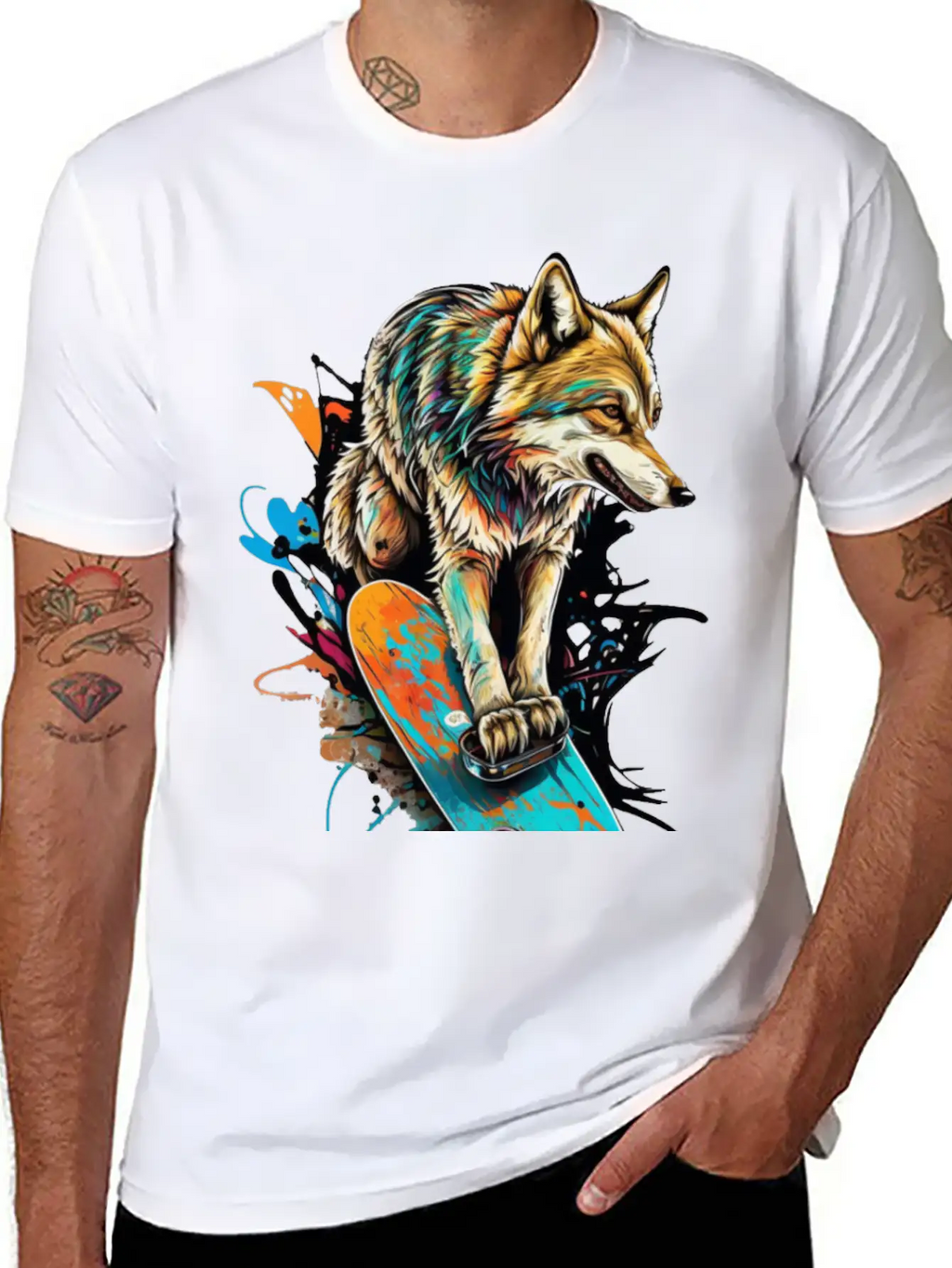 Wolf Skateboard Essential Cotton Tee For Daily Outfits – Unisex Style