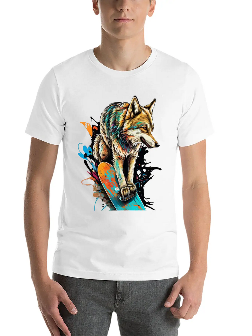Wolf Skateboard Essential Cotton Tee For Daily Outfits – Unisex Style