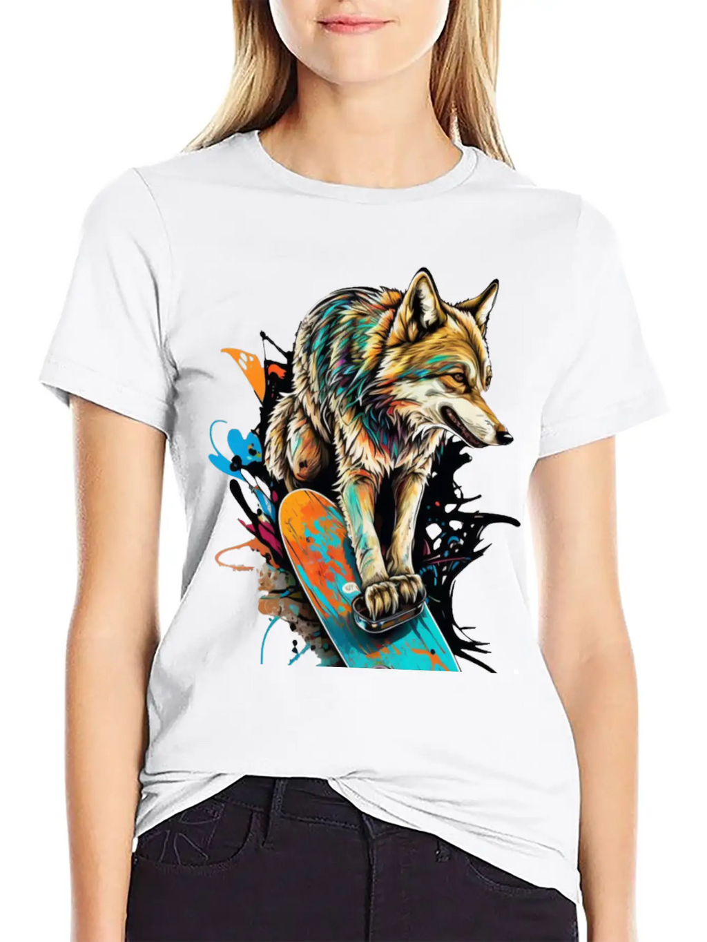 Wolf Skateboard Essential Cotton Tee For Daily Outfits – Unisex Style