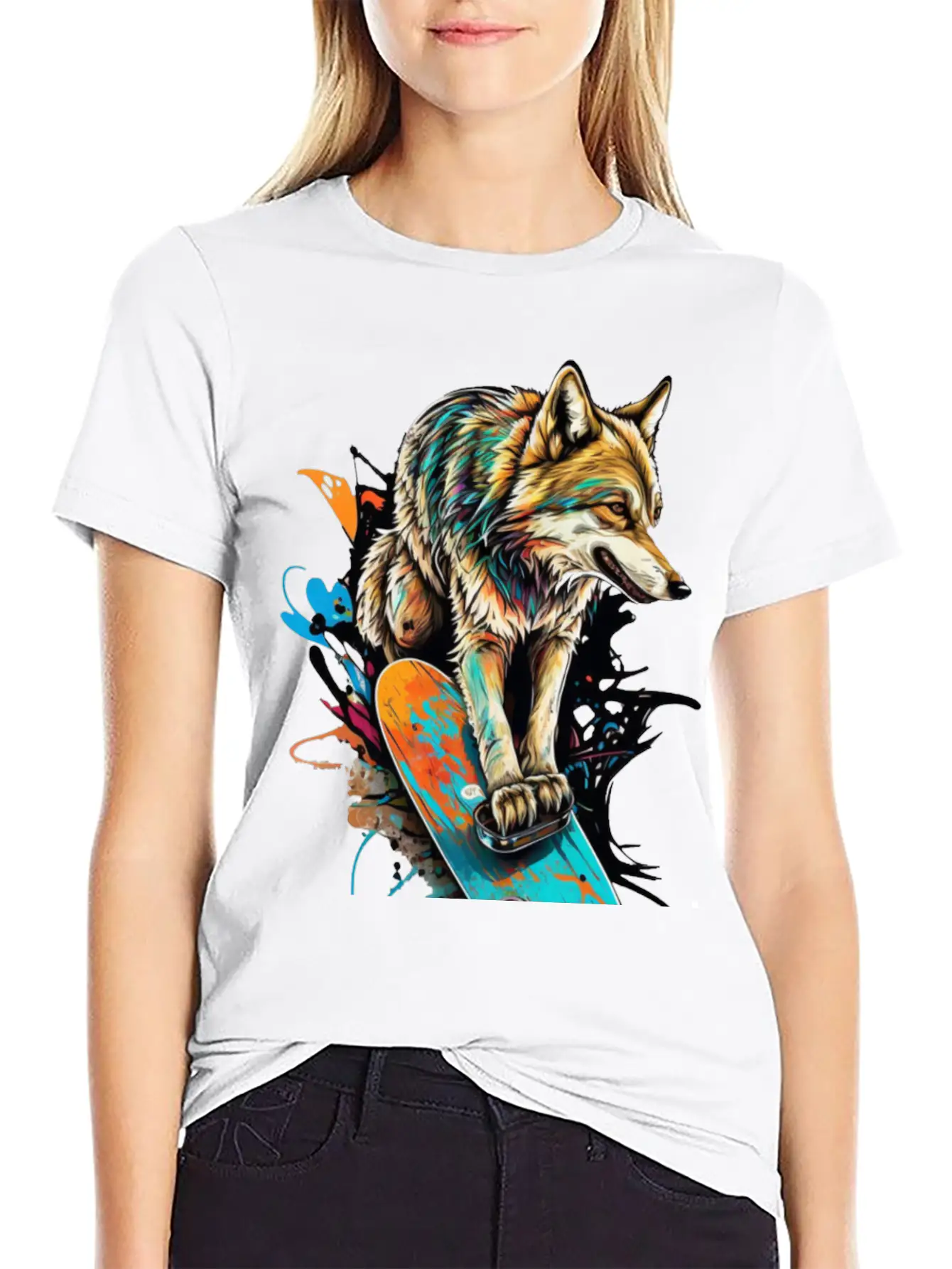 Wolf Skateboard Essential Cotton Tee For Daily Outfits – Unisex Style