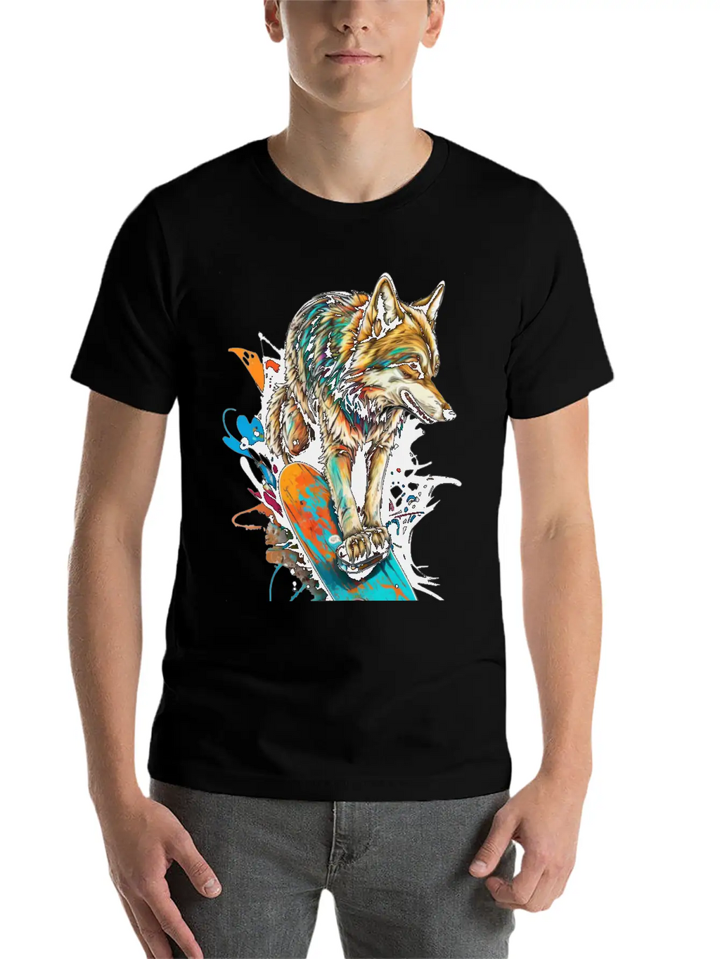 Wolf Skateboard Essential Cotton Tee For Daily Outfits – Unisex Style