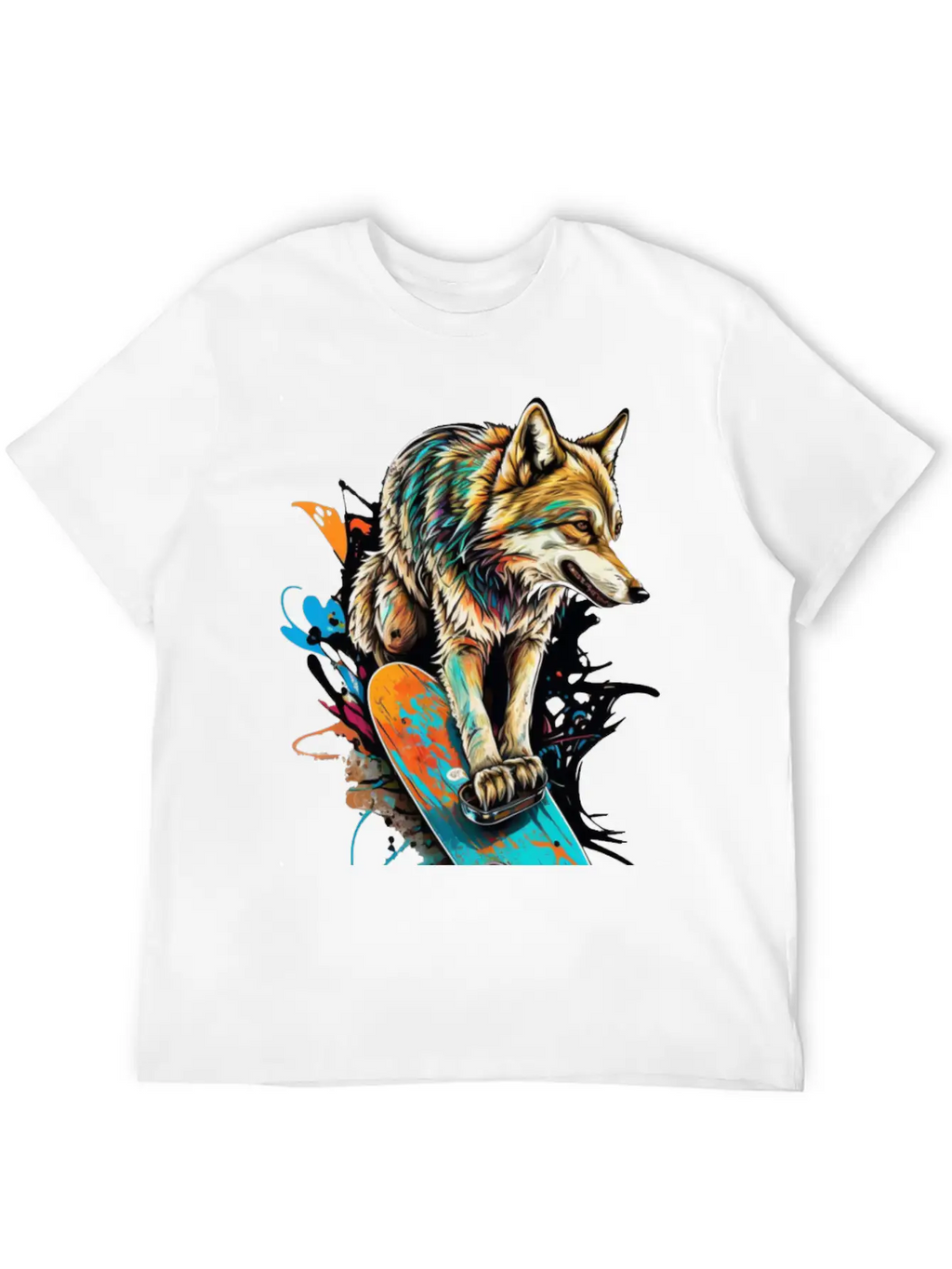 Wolf Skateboard Essential Cotton Tee For Daily Outfits – Unisex Style
