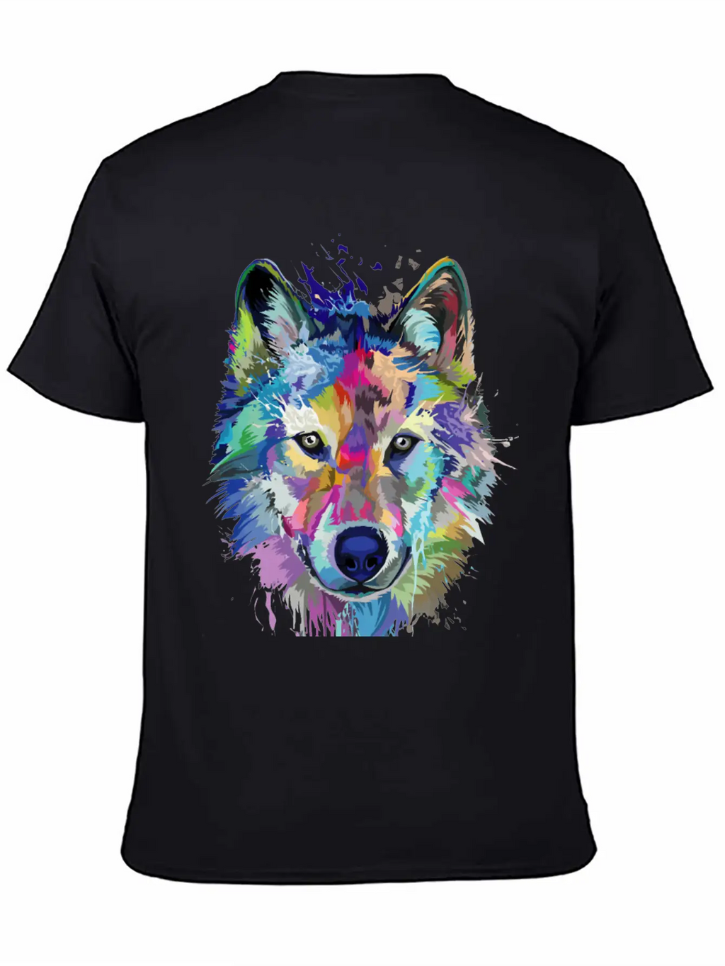 Wolf Splash Colorful Wolf Head Art Face Unisex Casual T-Shirt – Clean Design For Daily Comfort