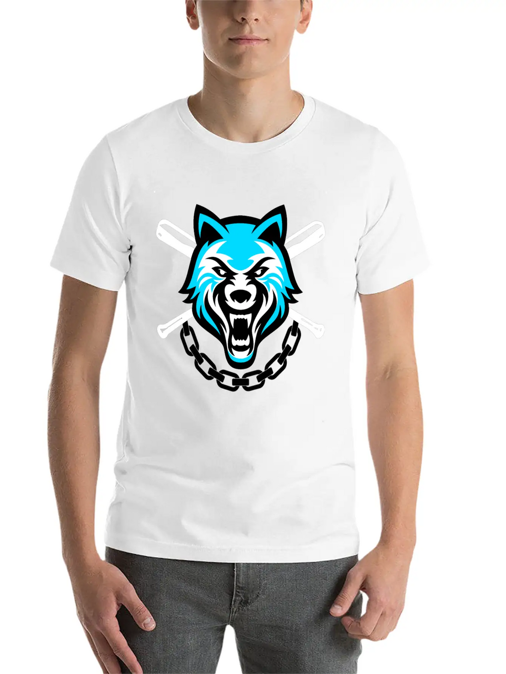 Wolf Sport And Fitness Lovely Blend Drawing Cute Unisex Short Sleeve Soft Cotton T-Shirt – Casual Everyday Wear
