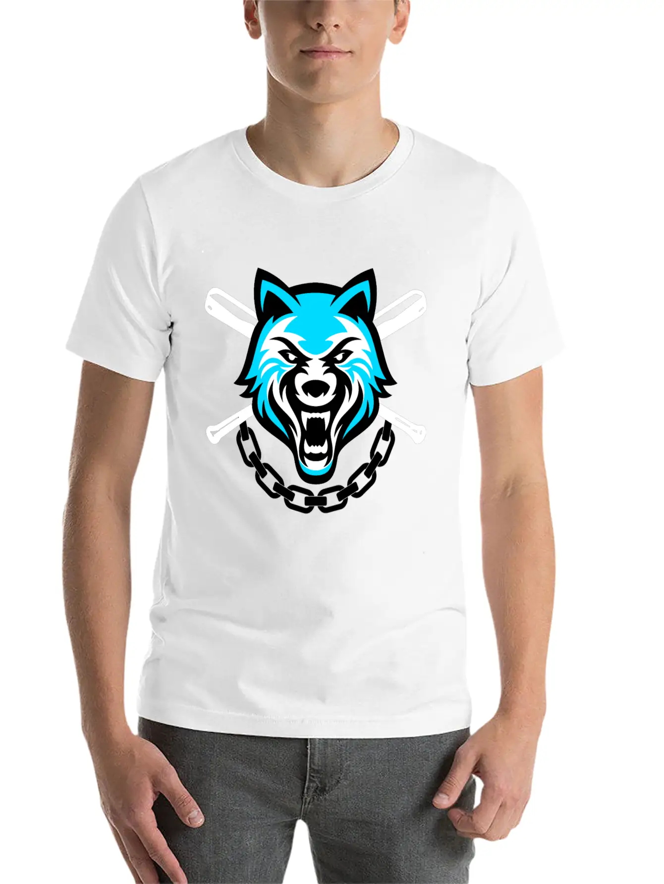 Wolf Sport And Fitness Lovely Blend Drawing Cute Unisex Short Sleeve Soft Cotton T-Shirt – Casual Everyday Wear