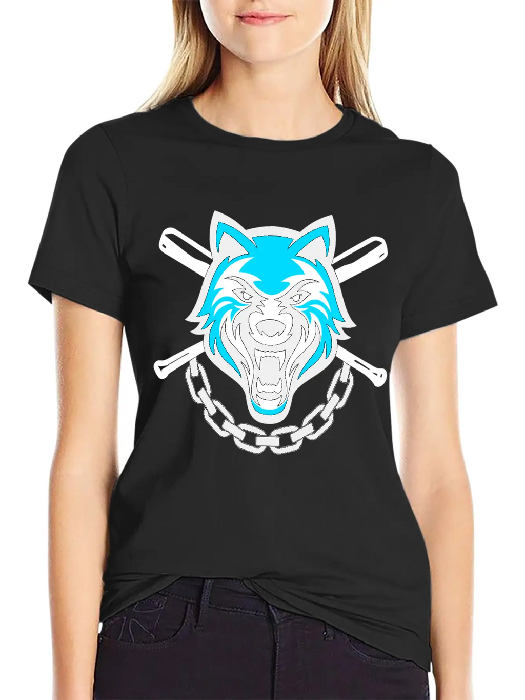 Wolf Sport And Fitness Lovely Blend Drawing Cute Unisex Short Sleeve Soft Cotton T-Shirt – Casual Everyday Wear