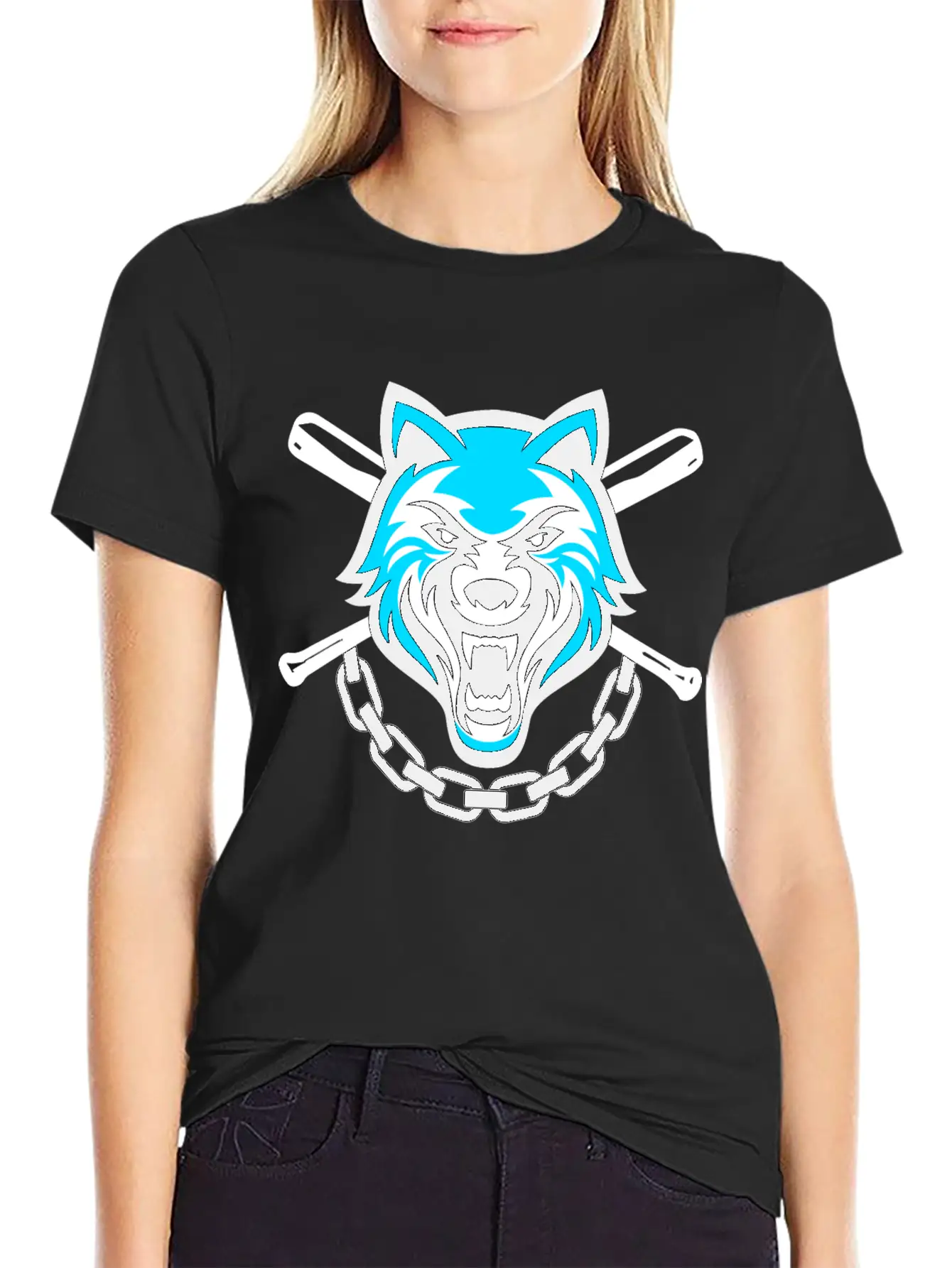 Wolf Sport And Fitness Lovely Blend Drawing Cute Unisex Short Sleeve Soft Cotton T-Shirt – Casual Everyday Wear