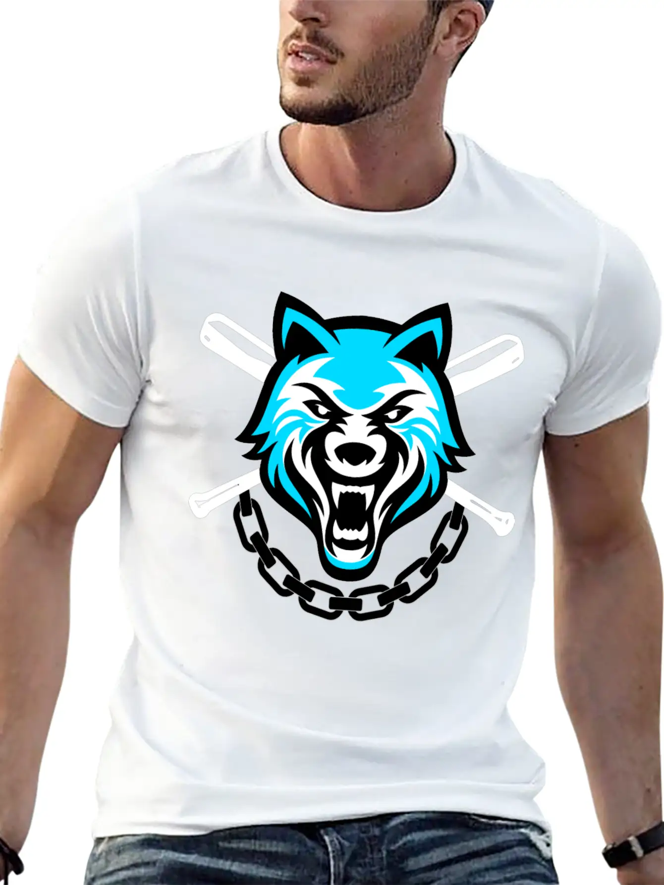 Wolf Sport And Fitness Lovely Blend Drawing Cute Unisex Short Sleeve Soft Cotton T-Shirt – Casual Everyday Wear