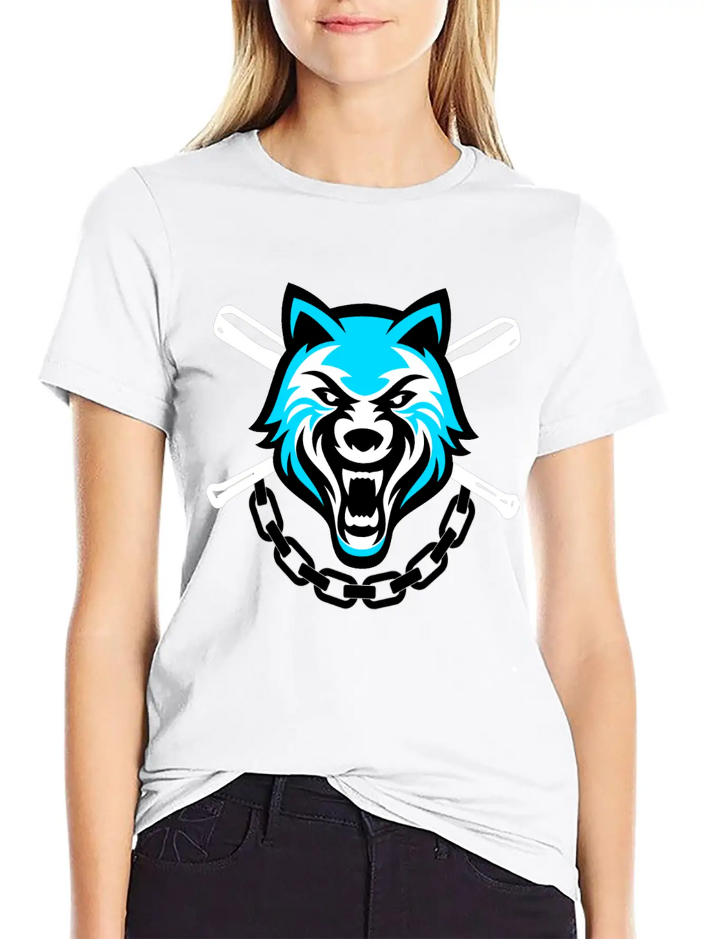 Wolf Sport And Fitness Lovely Blend Drawing Cute Unisex Short Sleeve Soft Cotton T-Shirt – Casual Everyday Wear