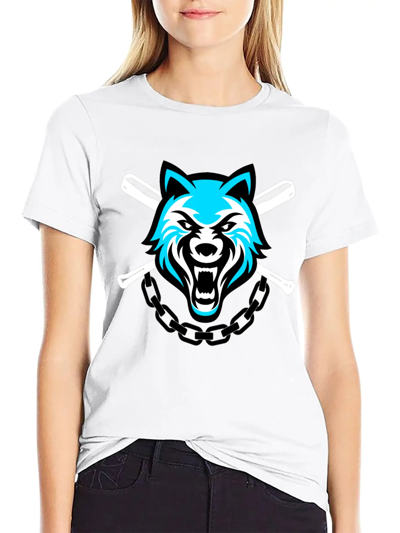 Wolf Sport And Fitness Lovely Blend Drawing Cute Unisex Short Sleeve Soft Cotton T-Shirt – Casual Everyday Wear