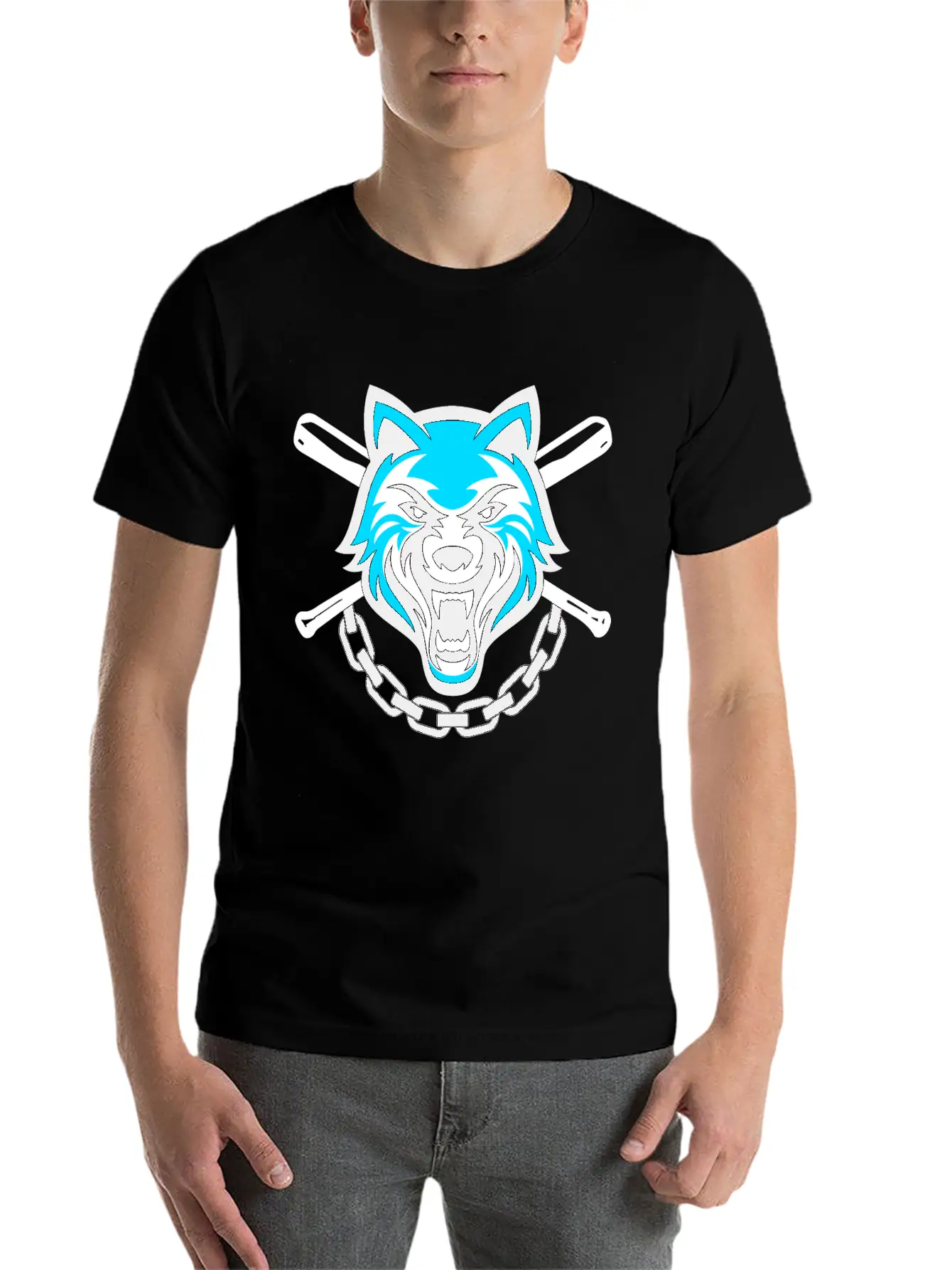 Wolf Sport And Fitness Lovely Blend Drawing Cute Unisex Short Sleeve Soft Cotton T-Shirt – Casual Everyday Wear