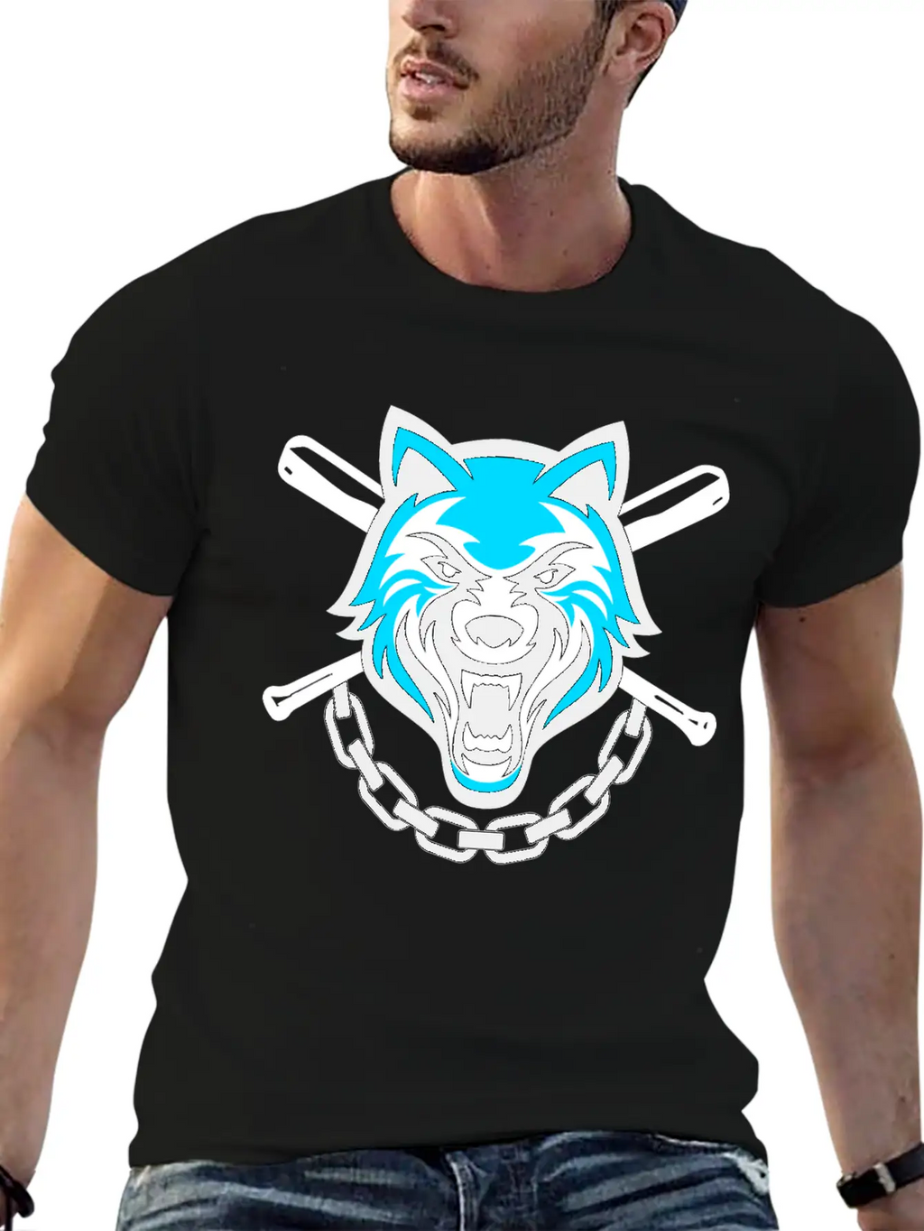 Wolf Sport And Fitness Lovely Blend Drawing Cute Unisex Short Sleeve Soft Cotton T-Shirt – Casual Everyday Wear