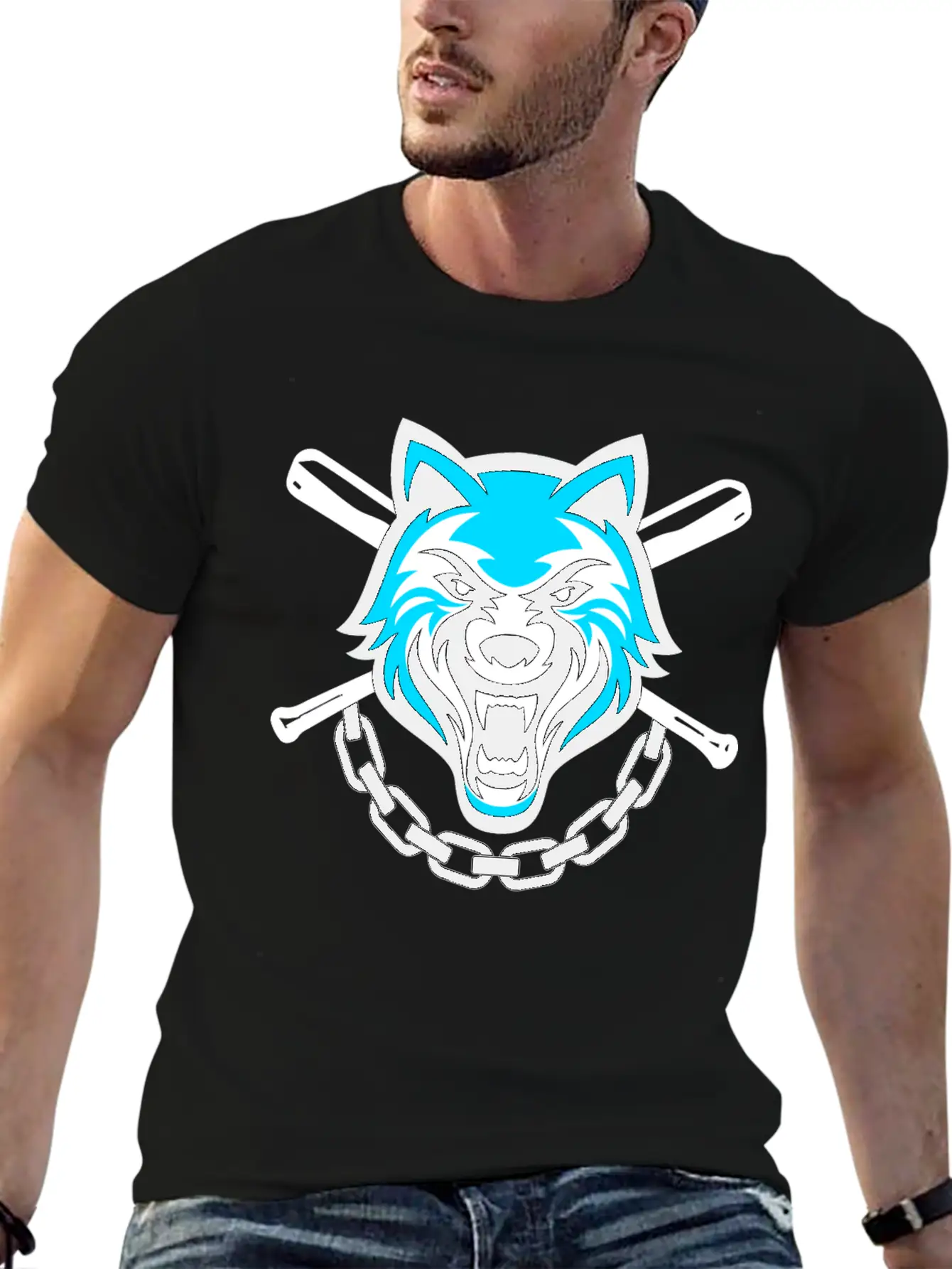 Wolf Sport And Fitness Lovely Blend Drawing Cute Unisex Short Sleeve Soft Cotton T-Shirt – Casual Everyday Wear