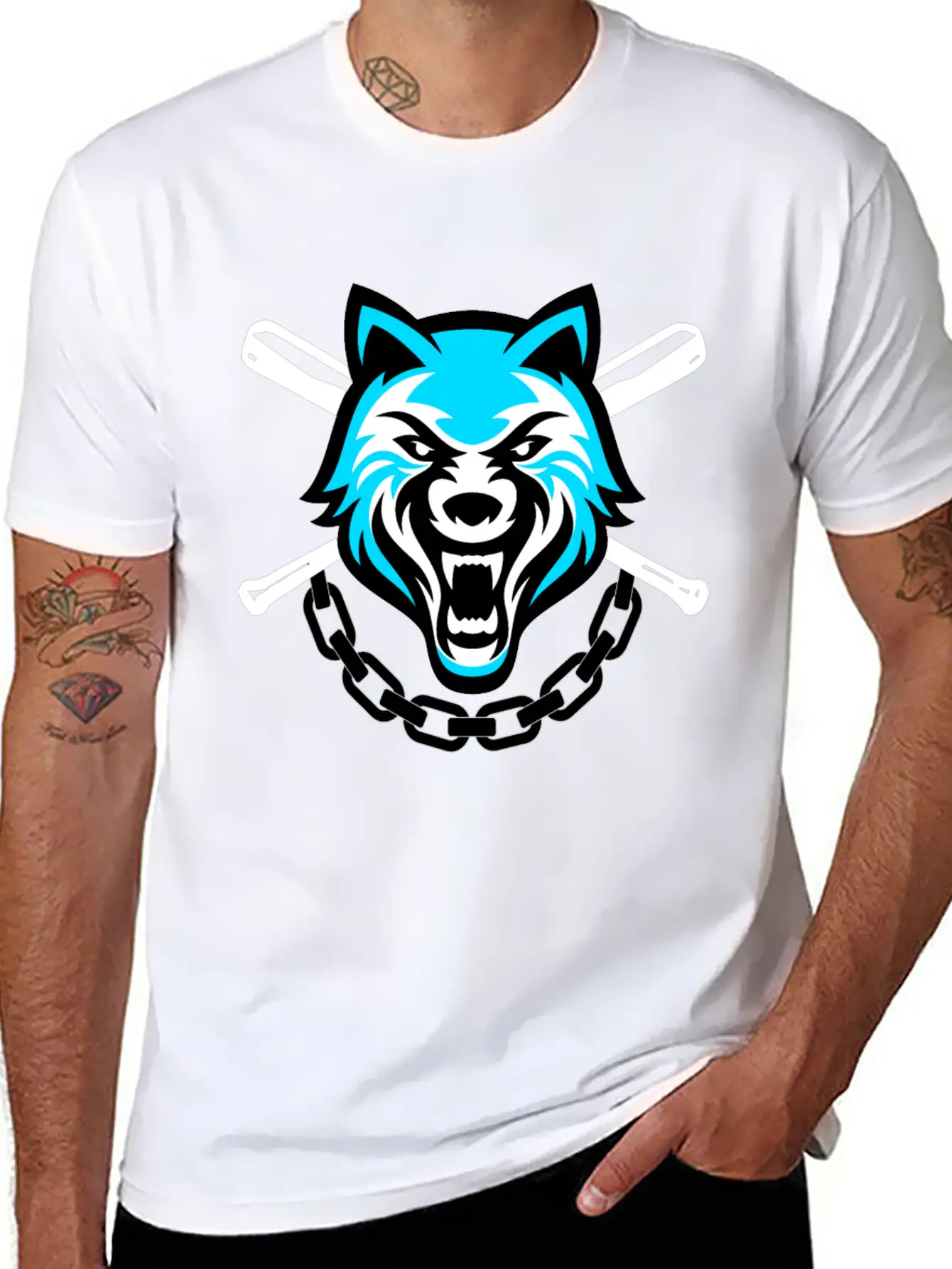Wolf Sport And Fitness Lovely Blend Drawing Cute Unisex Short Sleeve Soft Cotton T-Shirt – Casual Everyday Wear