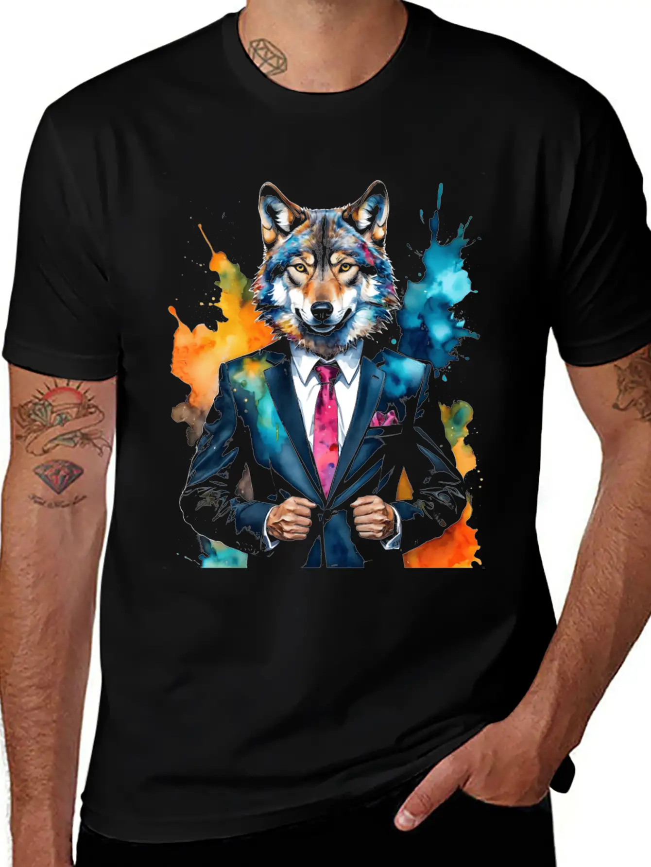 Wolf Suit Colorful Animal Graphic Casual Graphic T-Shirt – Simple And Comfortable Daily Wear
