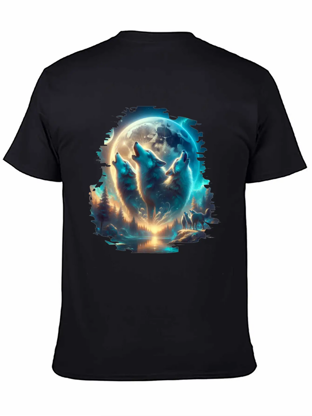 Wolf Surrealistic Animal Kingdom Fantasy Unisex Short Sleeve Soft Cotton T-Shirt – Casual Everyday Wear