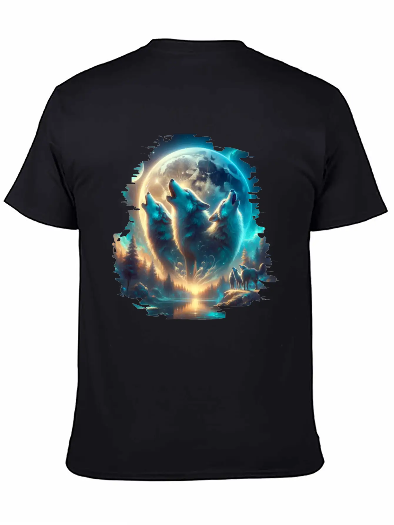Wolf Surrealistic Animal Kingdom Fantasy Unisex Short Sleeve Soft Cotton T-Shirt – Casual Everyday Wear