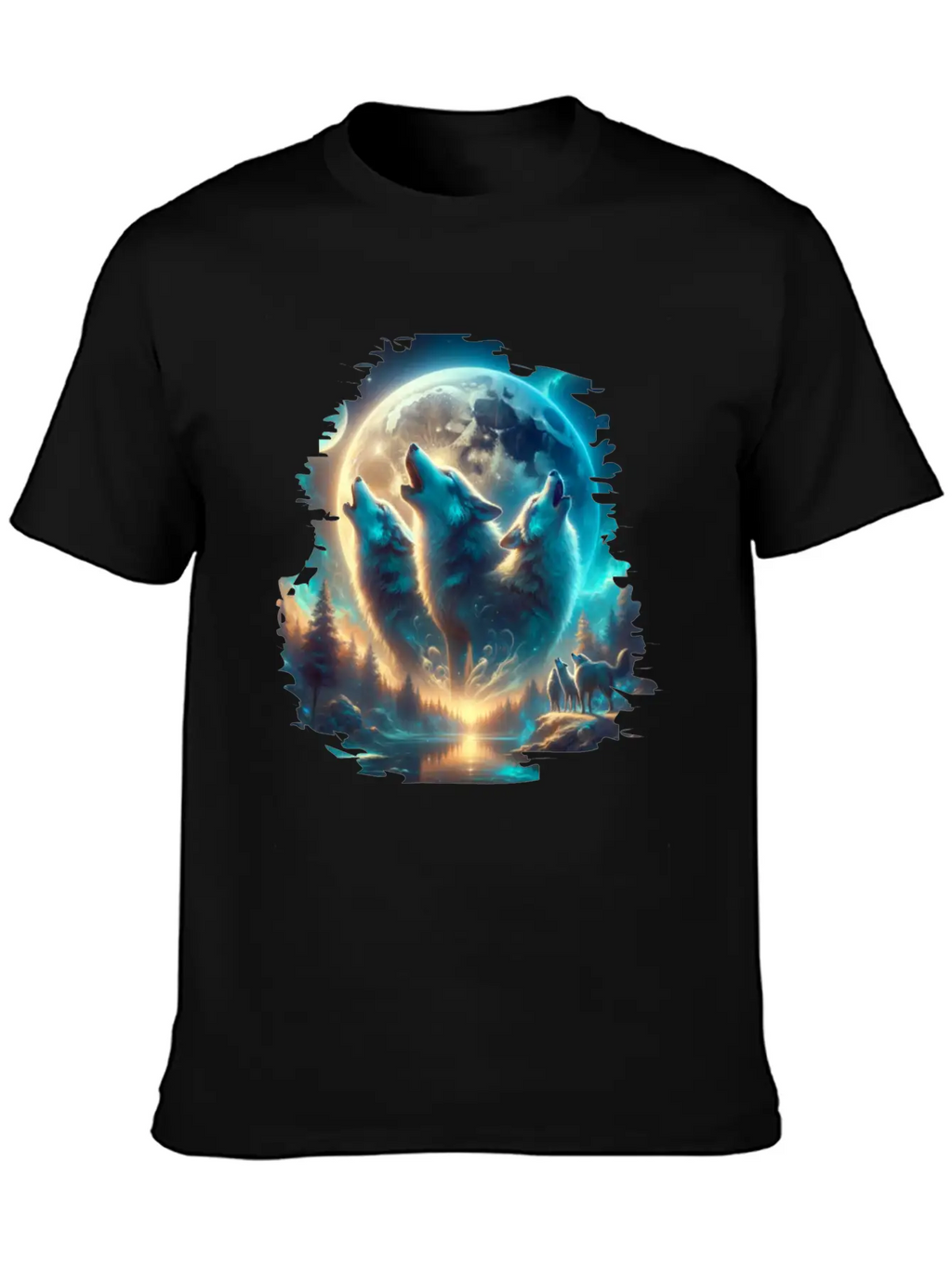 Wolf Surrealistic Animal Kingdom Fantasy Unisex Short Sleeve Soft Cotton T-Shirt – Casual Everyday Wear