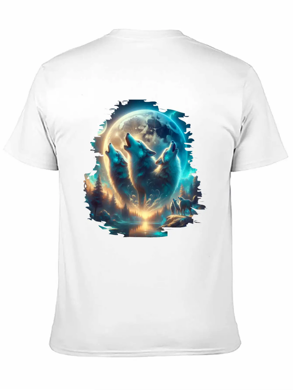 Wolf Surrealistic Animal Kingdom Fantasy Unisex Short Sleeve Soft Cotton T-Shirt – Casual Everyday Wear