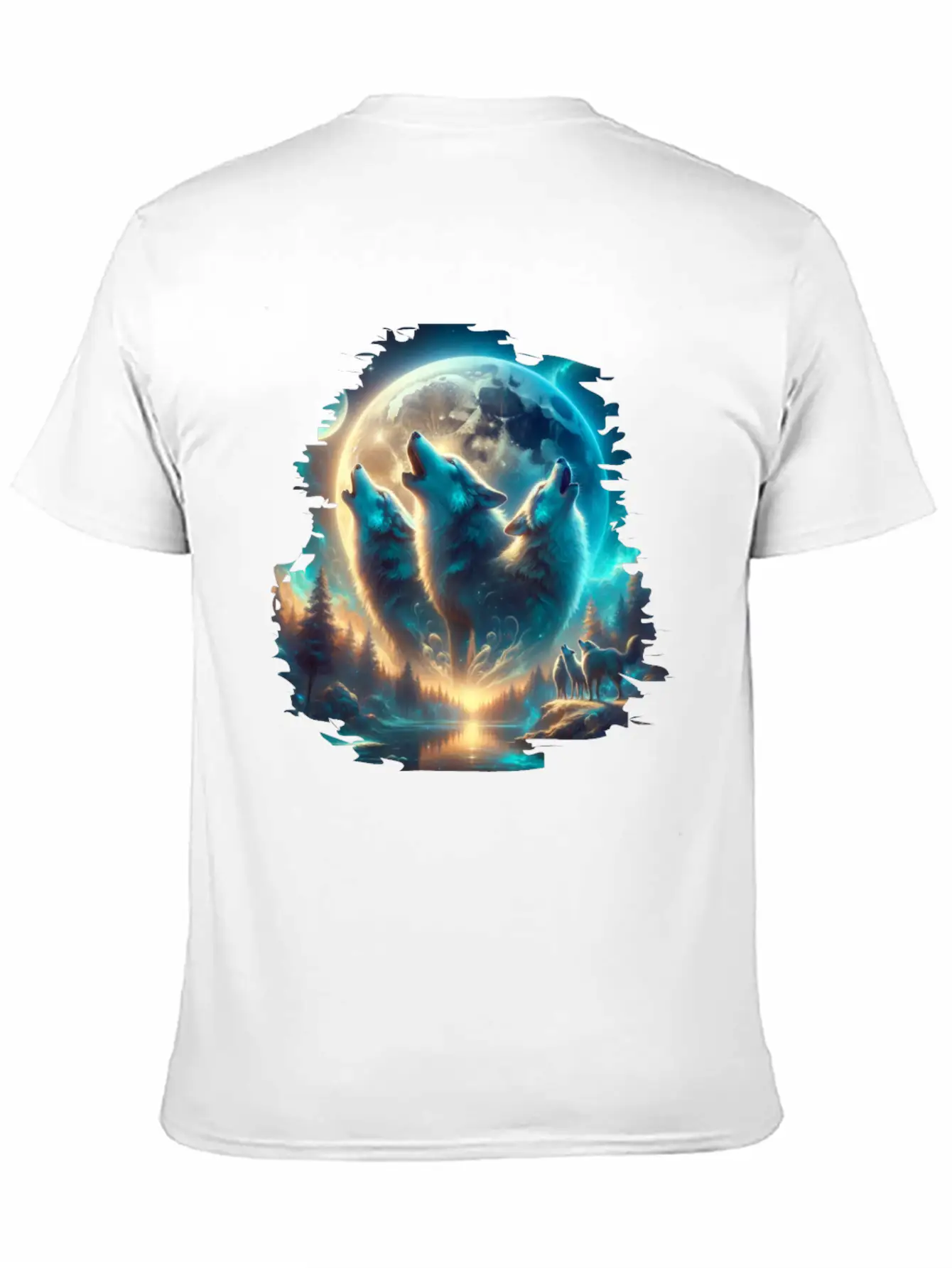 Wolf Surrealistic Animal Kingdom Fantasy Unisex Short Sleeve Soft Cotton T-Shirt – Casual Everyday Wear