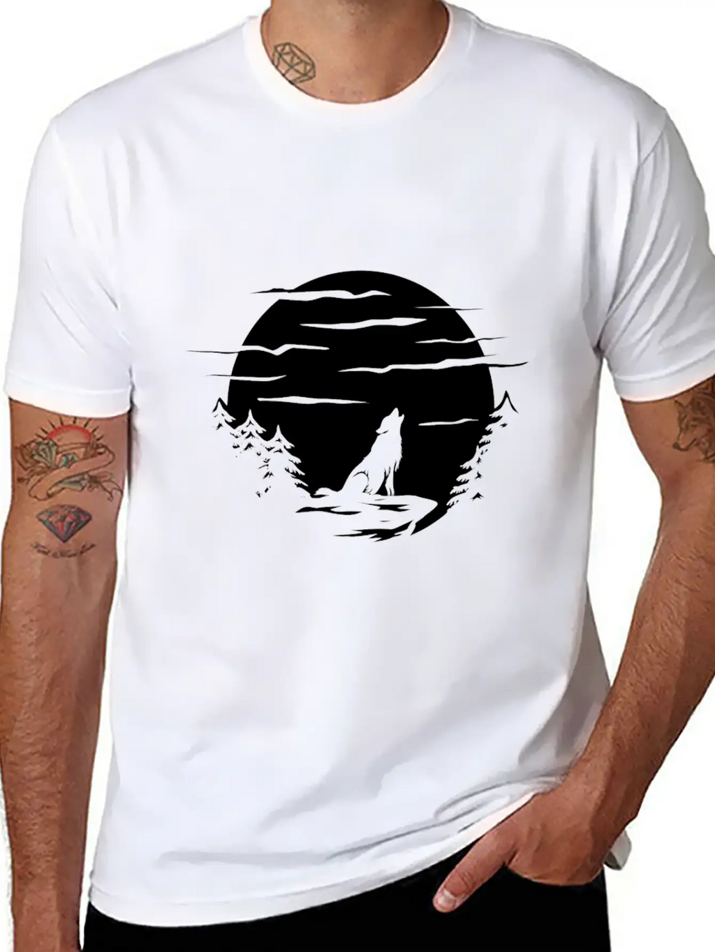 Wolf Tattoo Stylish Everyday T-Shirt – Unisex Basic Cotton Tee