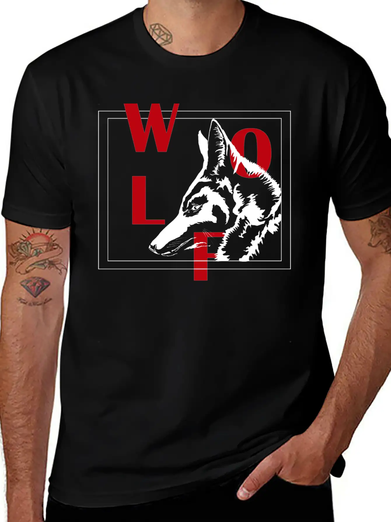 Wolf Typhograpy Art Animal Stylish Everyday T-Shirt – Unisex Basic Cotton Tee